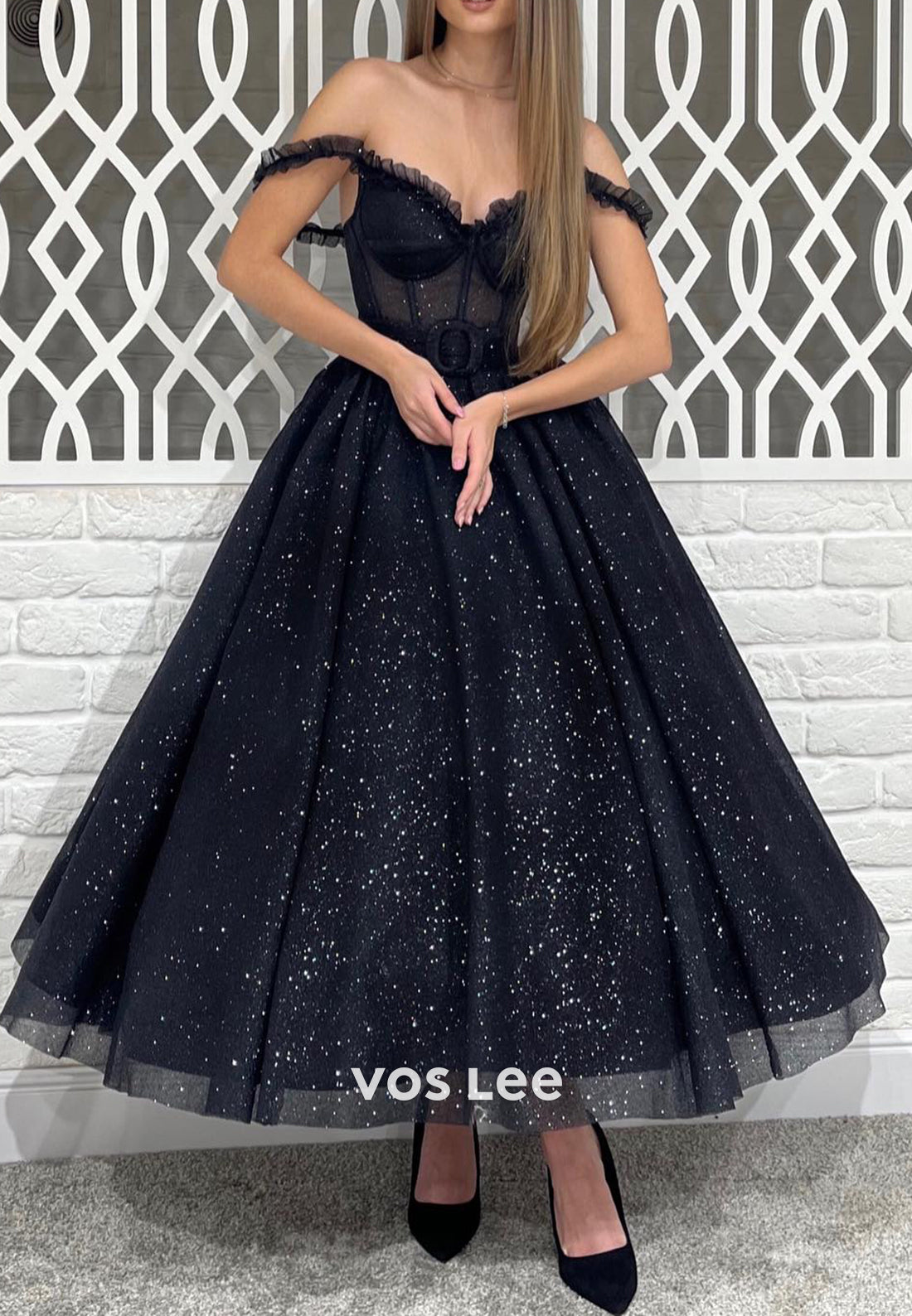 Sparkle & Shine A-Line Spaghetti Straps Sweetheart Ankle-Length Evening Dresses
