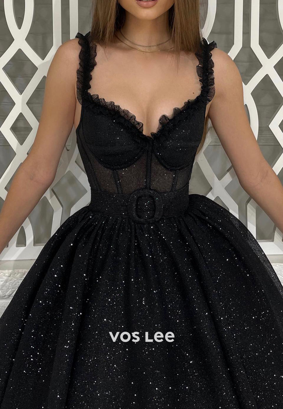 Sparkle & Shine A-Line Spaghetti Straps Sweetheart Ankle-Length Evening Dresses