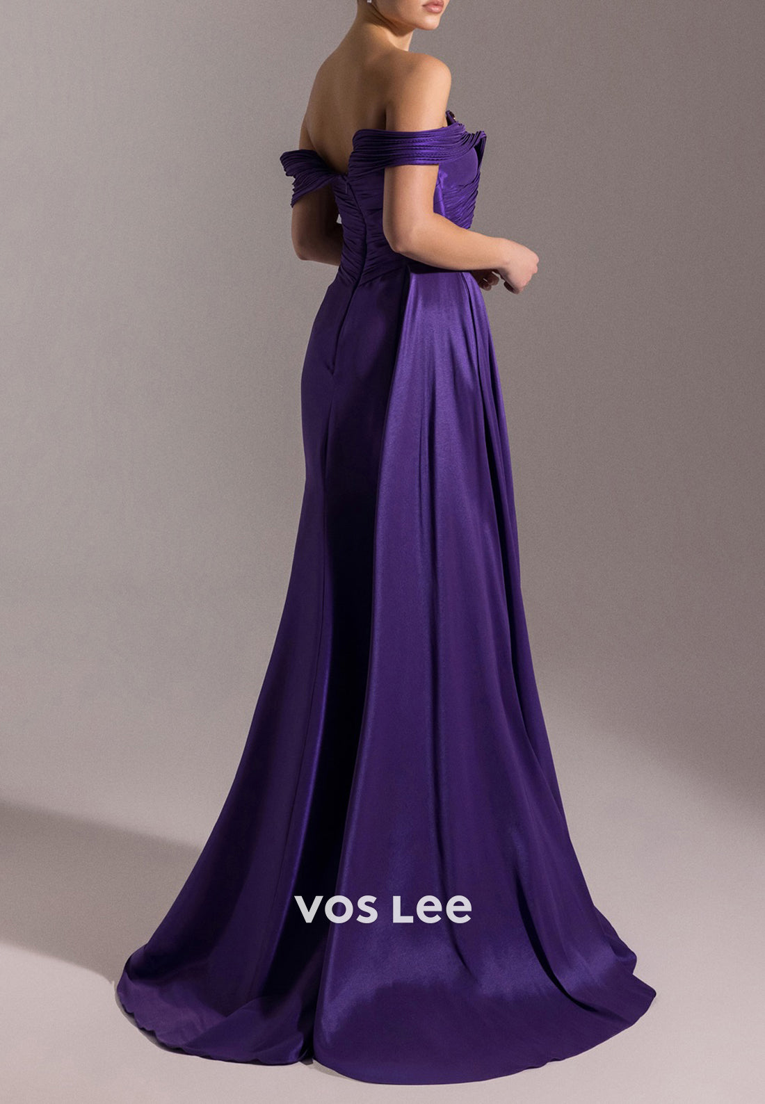 Off the Shoulder Sweetheart Pleated Beaded Sheath Evening Dresses with High Split