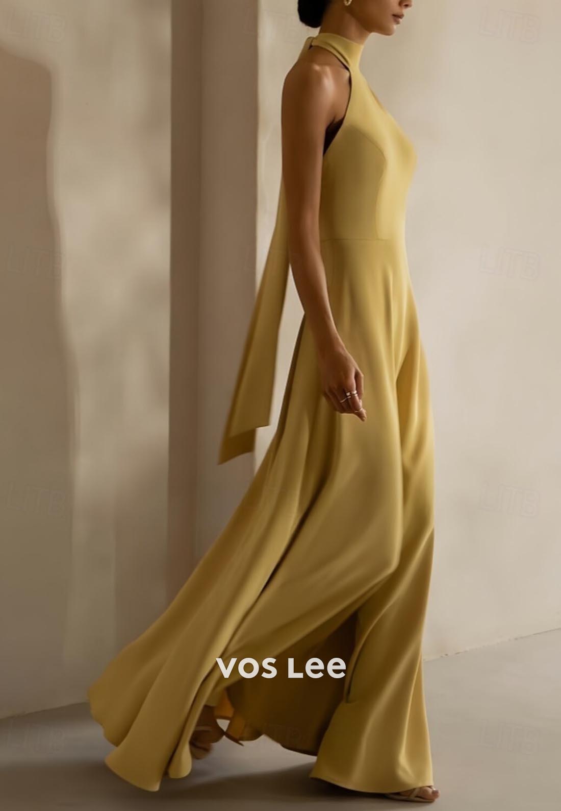 Classic & Timeless A-Line Halter Floor-Length Evening Dress Formal Dress