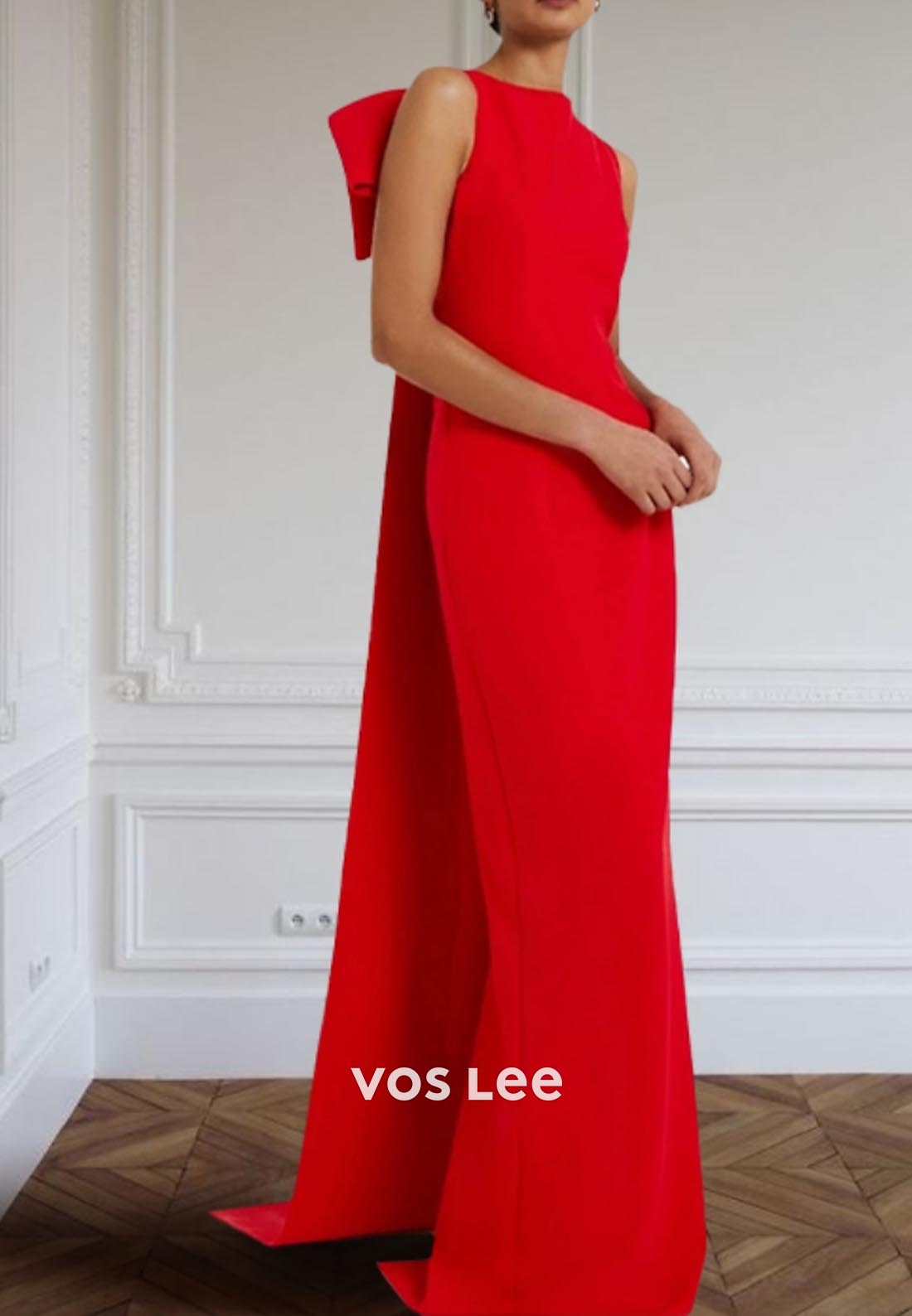 Couture & Ornate Sleeveless Bowknot Sleek Mermaid Evening Dress