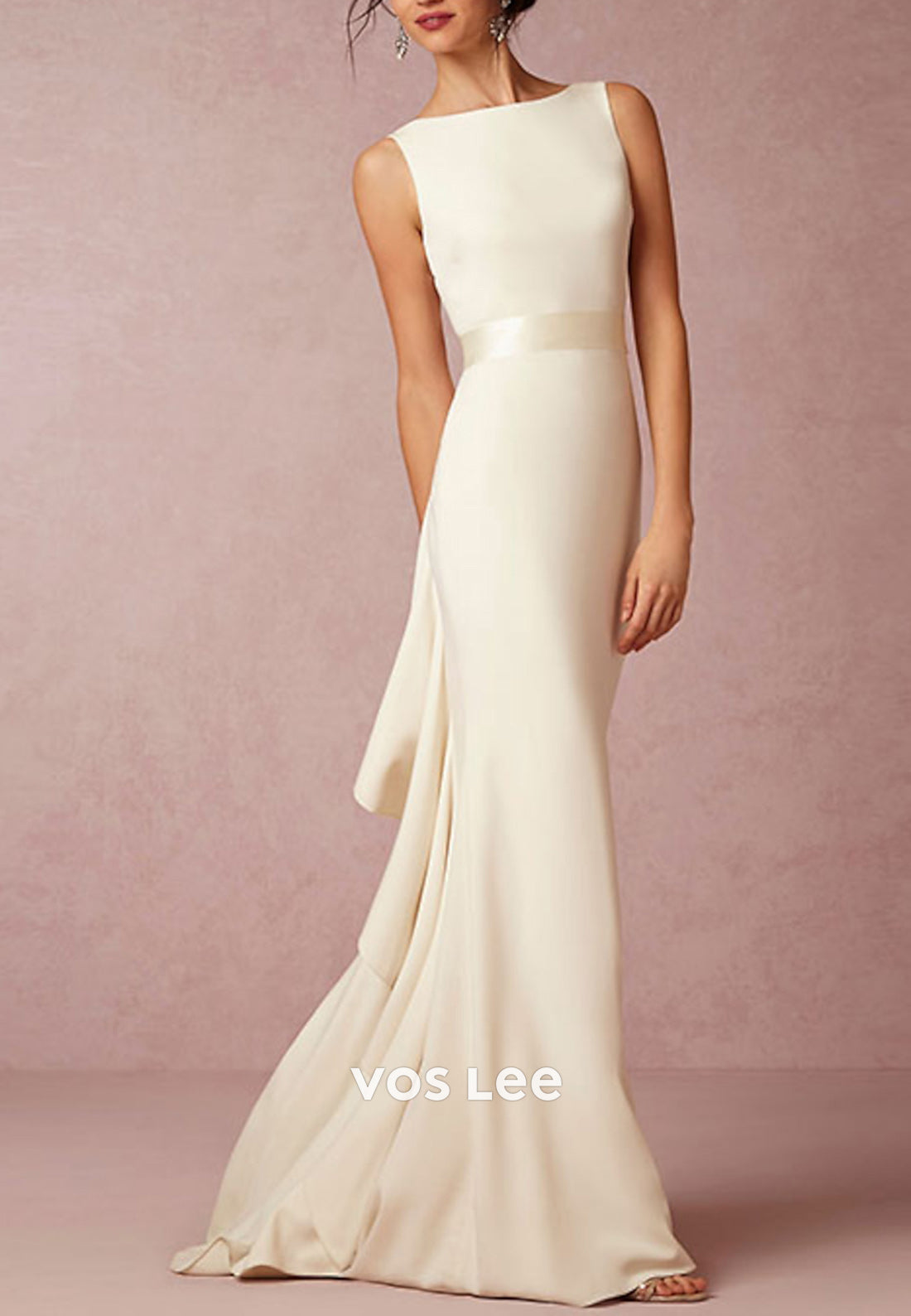 Gorgeous & Charming Scoop Pleated Beach Mermaid Wedding Dresses with Sweep Train