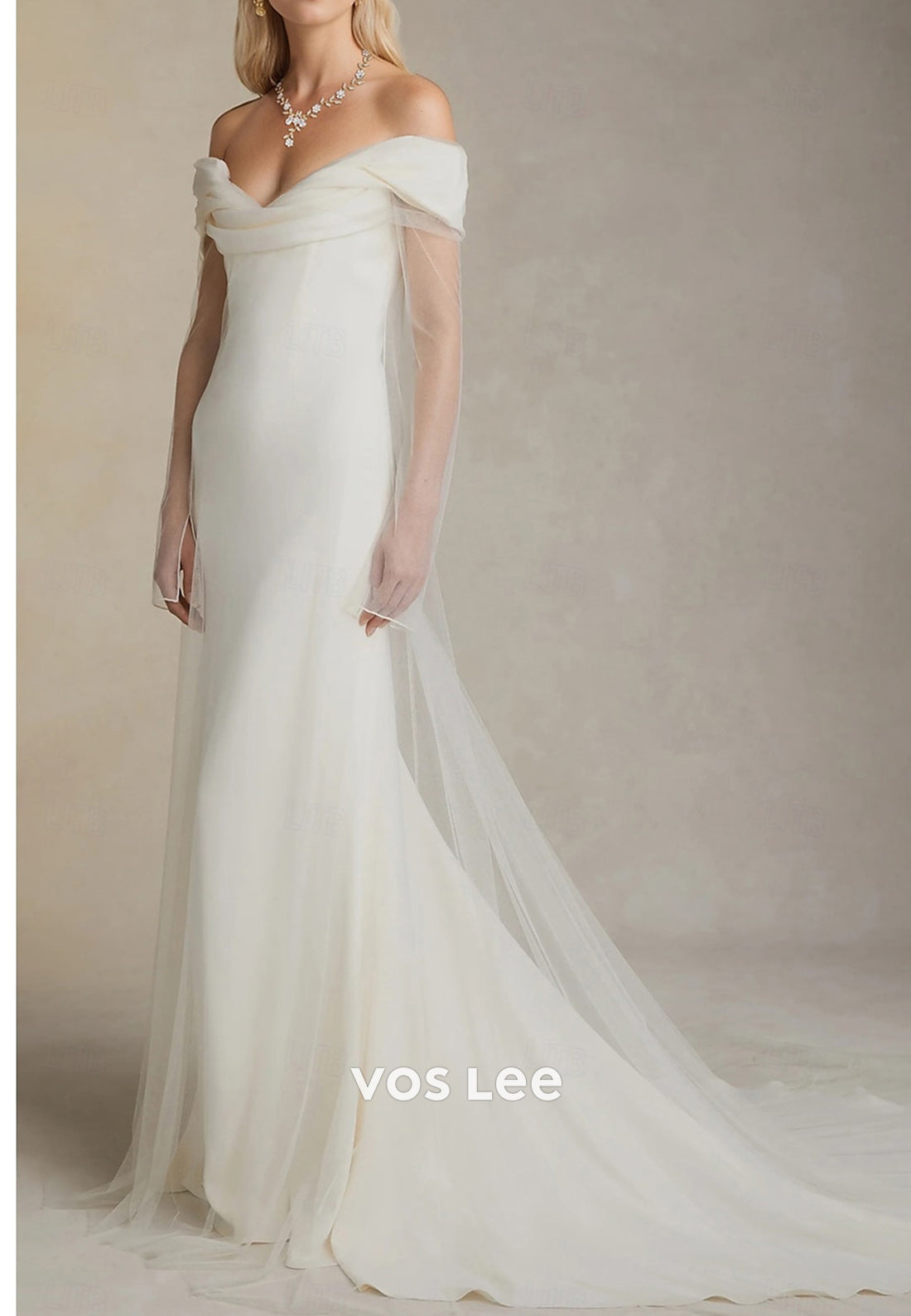 Sexy & Hot Off the Shoulder Pleated Mermaid Wedding Dresses with Sweep Train