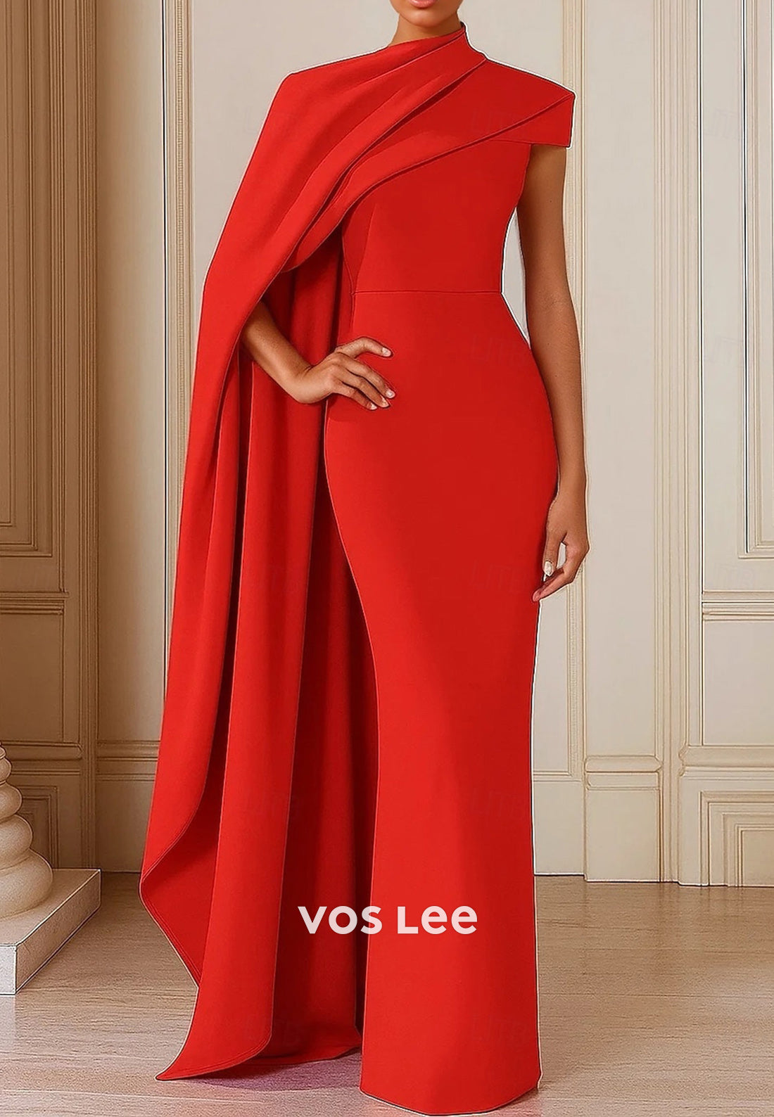 Asymmetrical Neck Sleeveless Floor-Length Ruched Mermaid Evening Dresses