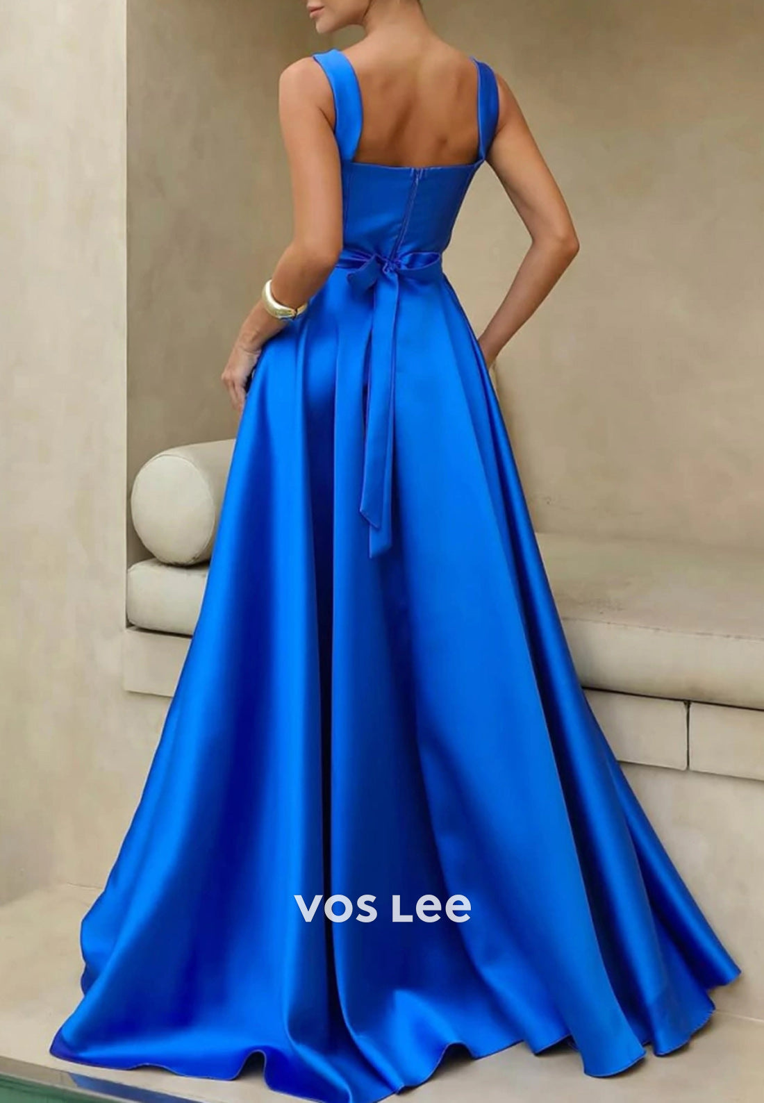Gorgeous & Charming A-Line Square Pleated Evening Dresses with Court Train