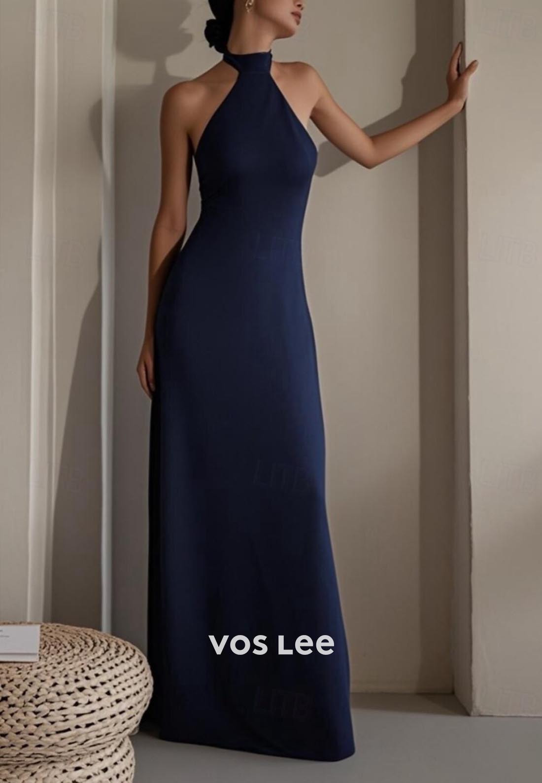 Classic & Timeless A-Line Halter Floor-Length Evening Dress Formal Dress