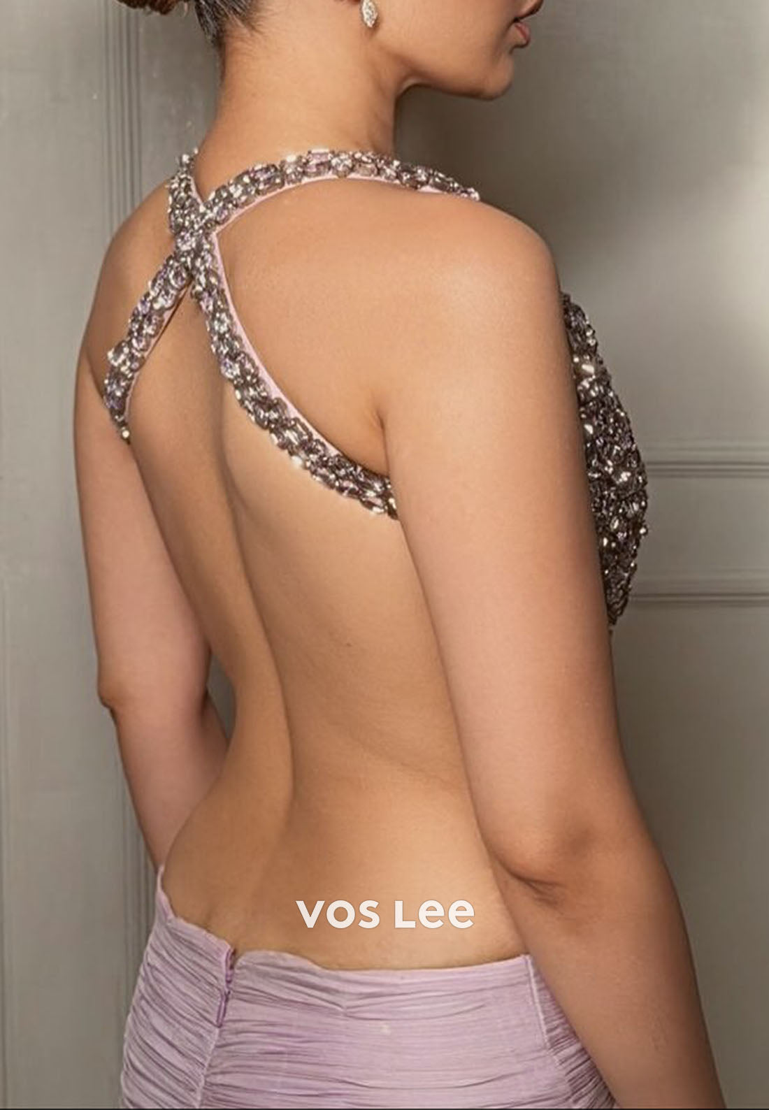 Sexy Purple Crystal Cut out Fashion Backless Gala Dress Prom dress
