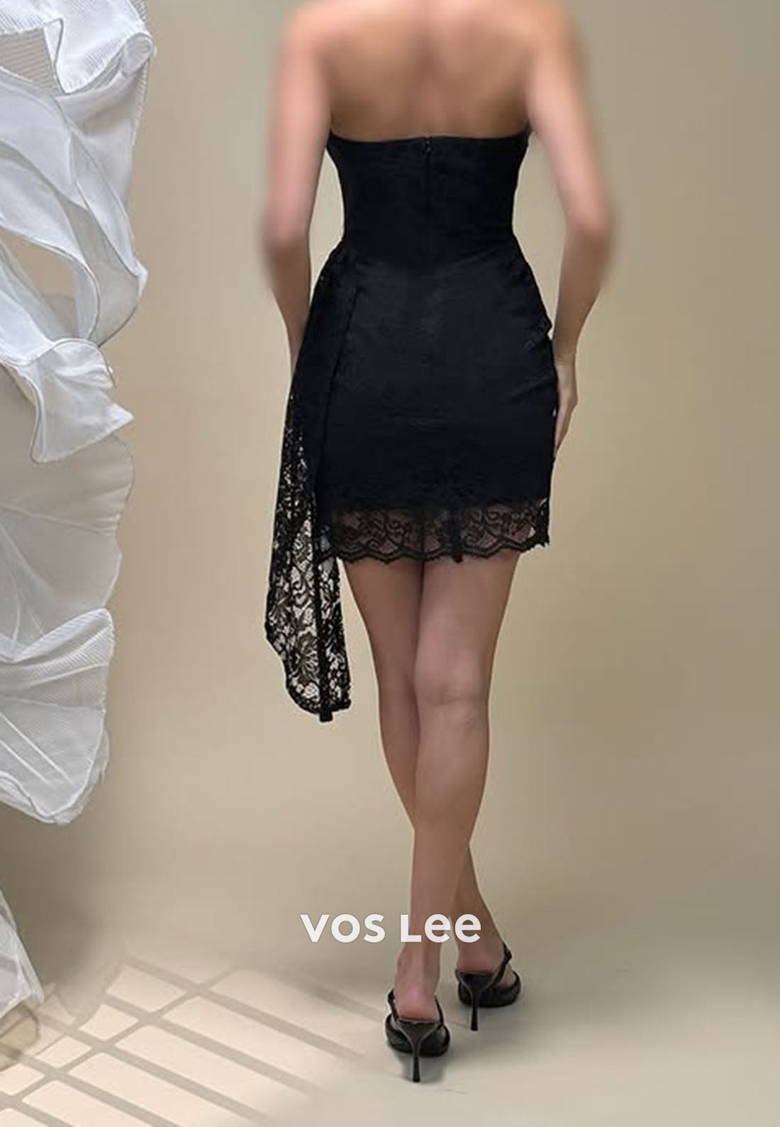 Strapless Lace Pleat Short Prom Dress Party Dress
