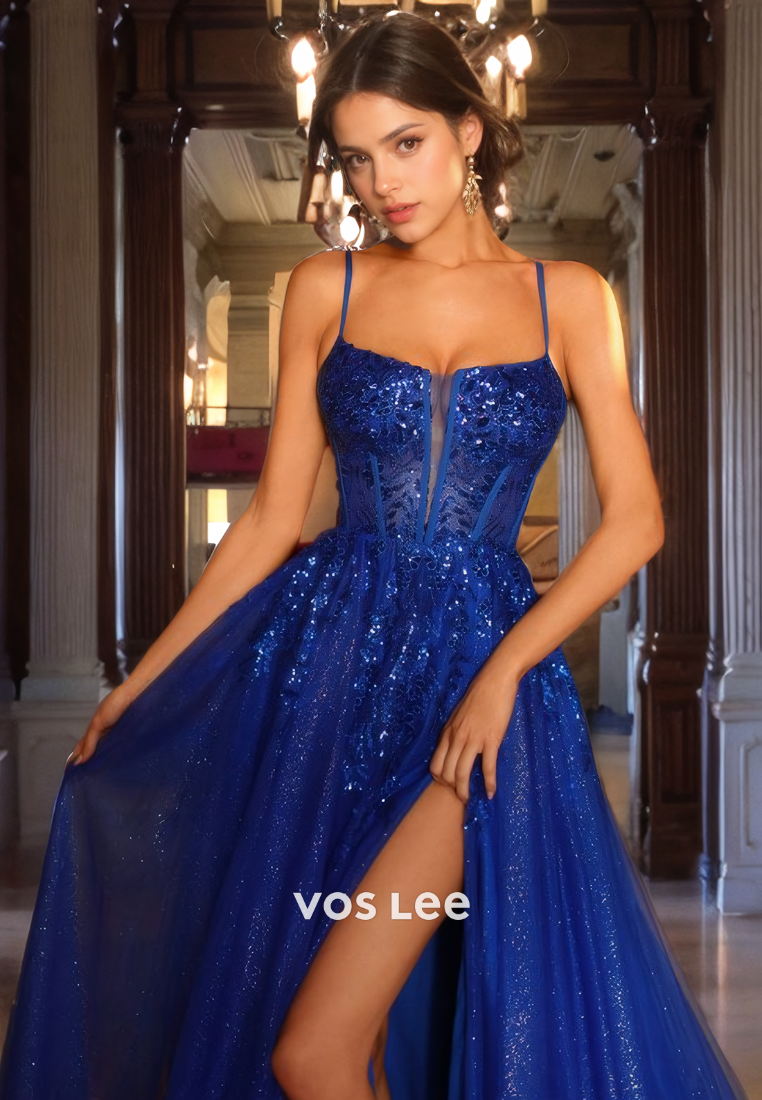 Fuchsia A-Line Sparkly Tulle Quinceanera Dresses Gitter Spaghetti Straps Evening Prom Gown