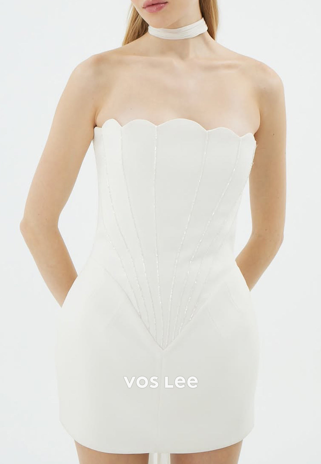 Short & Mini A-Line Strapless Pleated Simple Wedding Guest Dresses