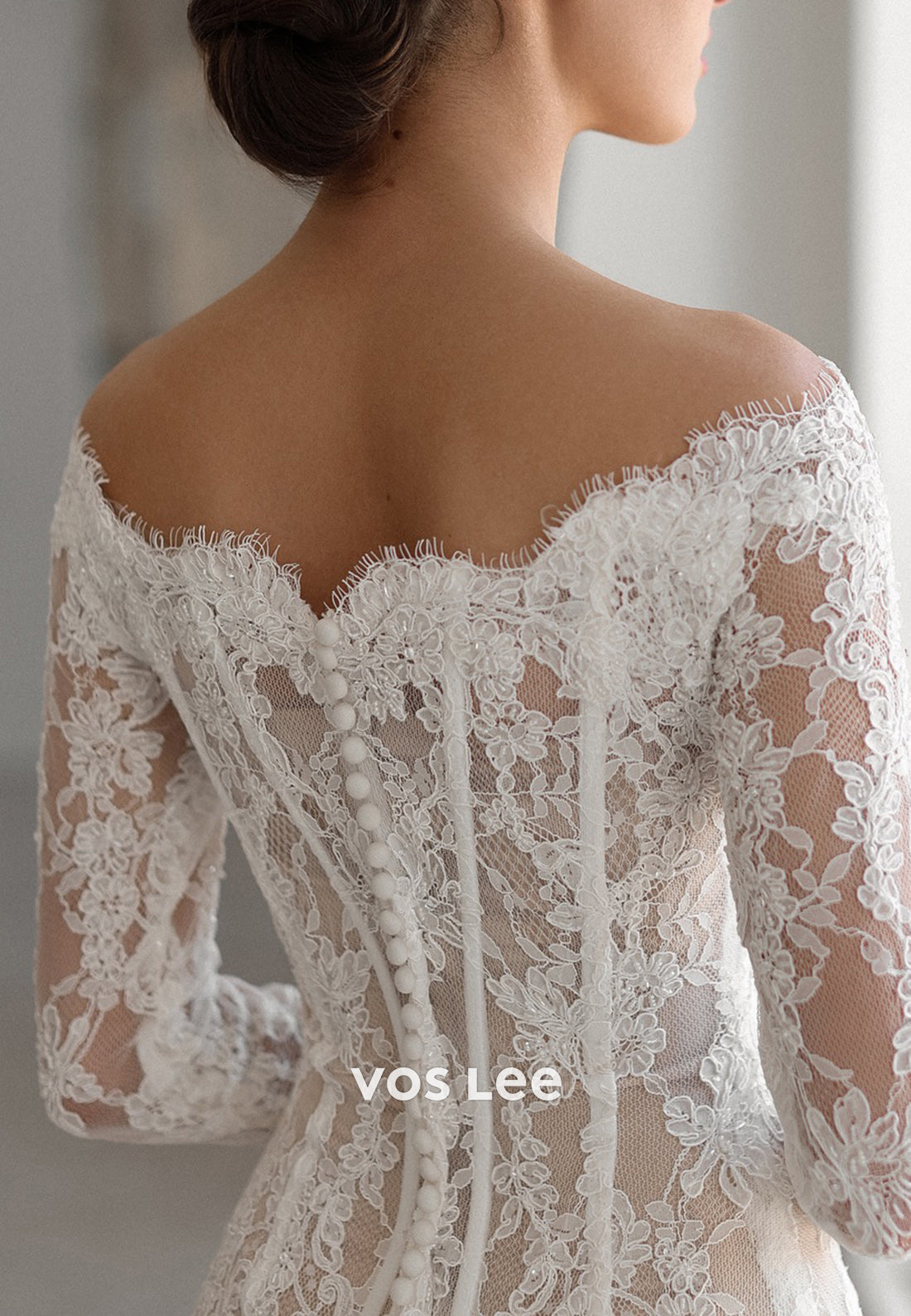 Long Sleeve Off the Shoulder Appliques Lace Mermaid Wedding Dresses