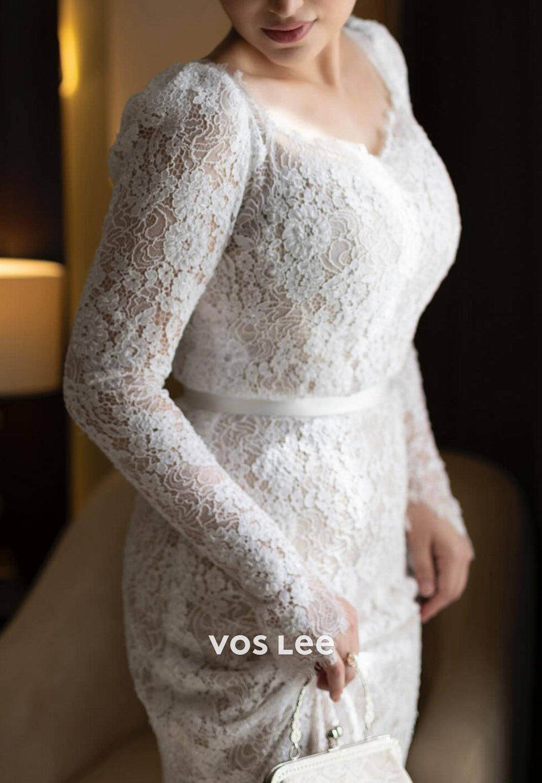 Fully Appliques Lace Long Sleeve Sweetheart Trumpet Wedding Dresses