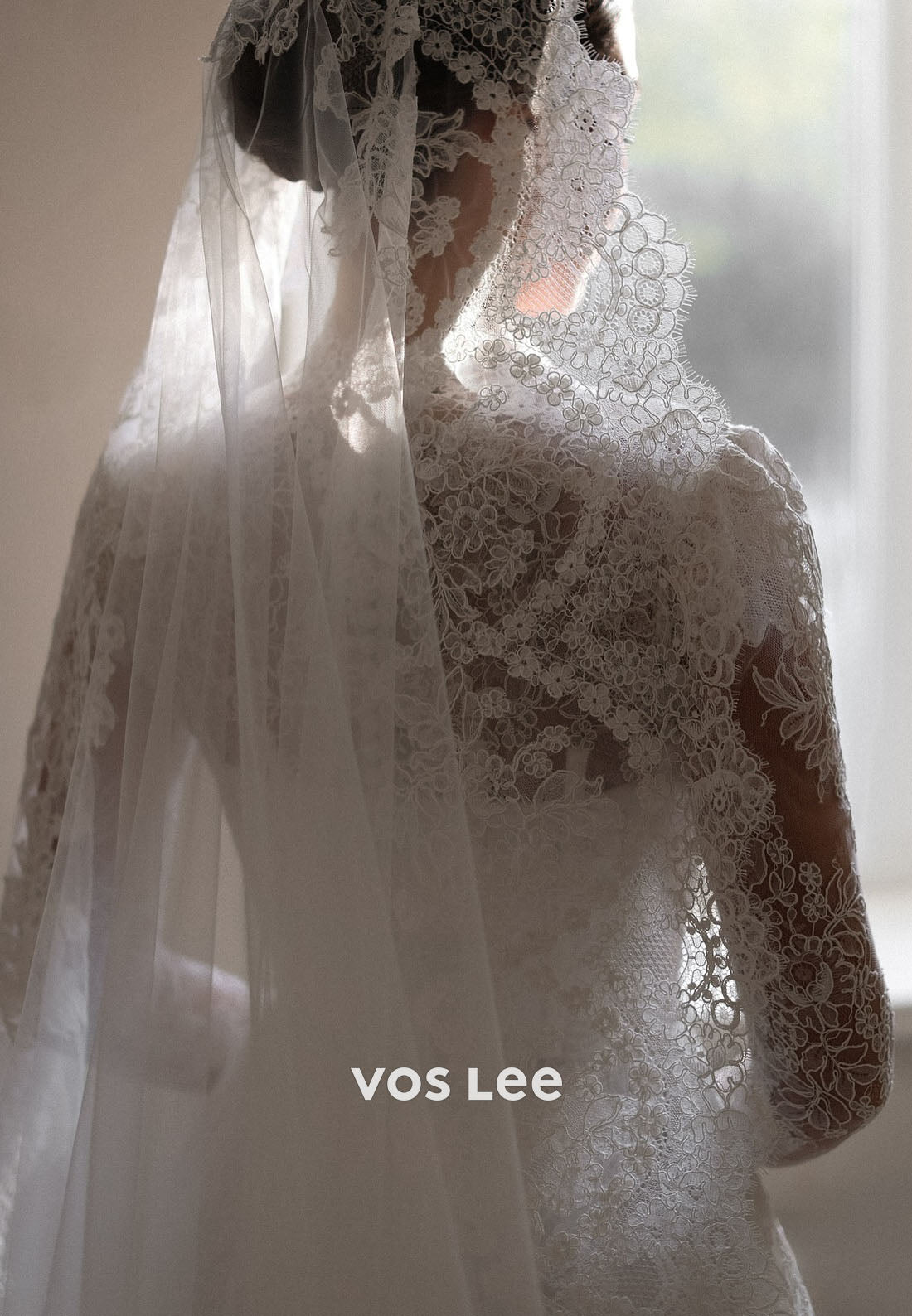 Romantic V-Neck Sheer Long Sleeve Lace A-Line Wedding Dress