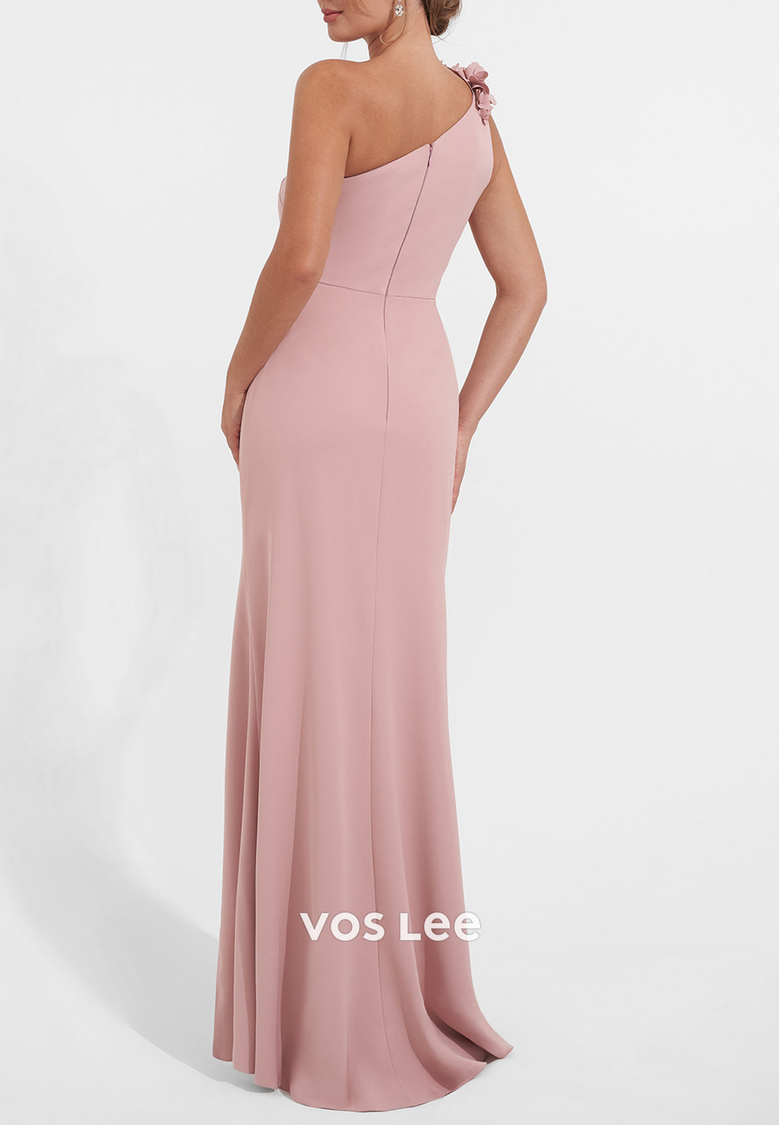 One Shoulder Sleeveless Floral Embellished Ruched Mermaid Long Mother of Bride Dresses