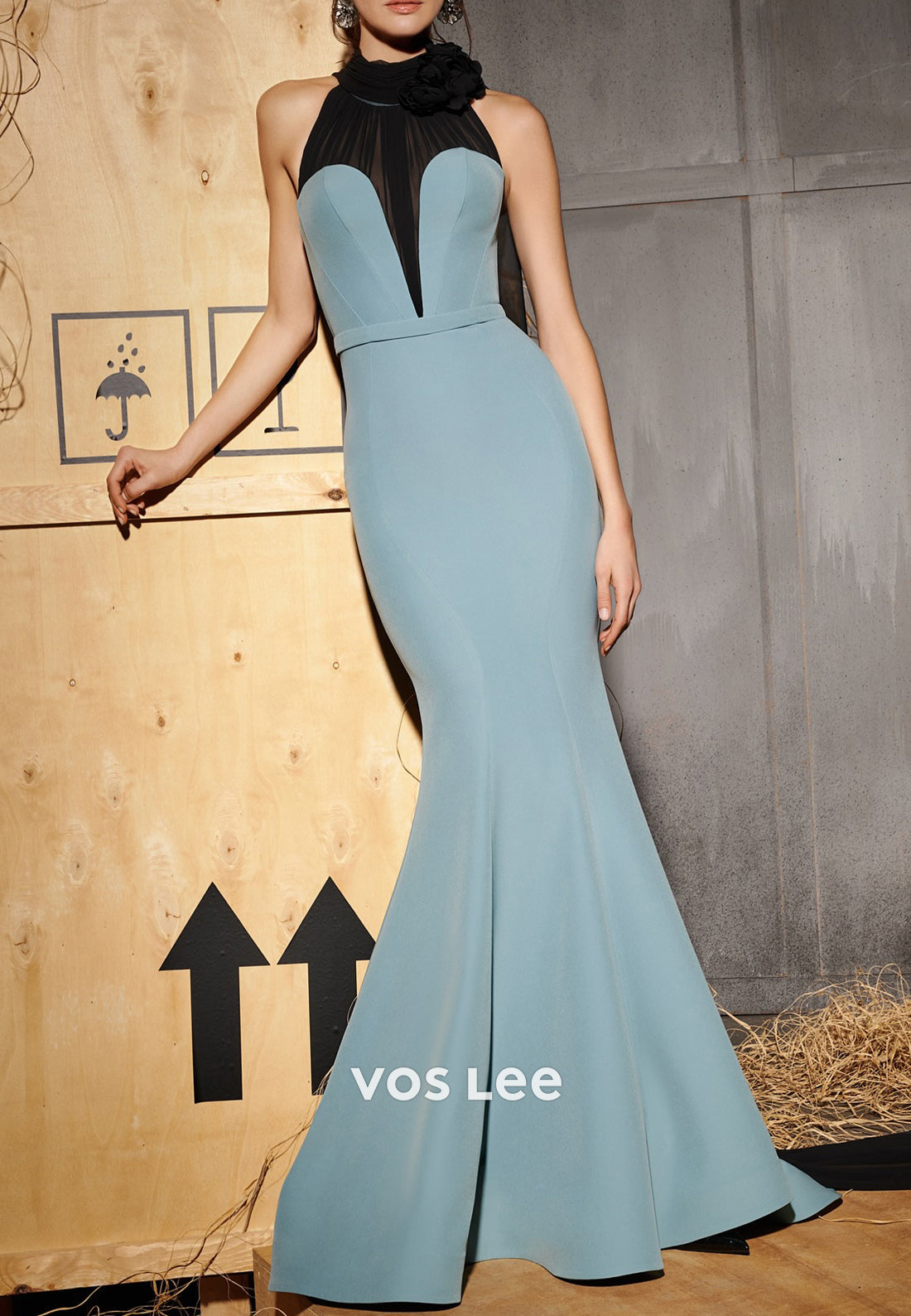 Sexy & Sleek Empire Waist Halter Mermaid/Trumpet Evening Dresses with Sweep Train