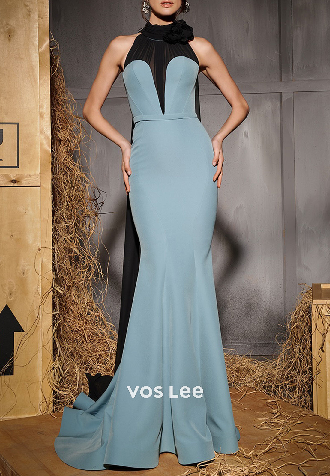 Sexy & Sleek Empire Waist Halter Mermaid/Trumpet Evening Dresses with Sweep Train