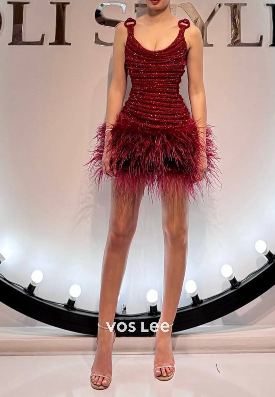 Sparkle & Shine Scoop Feather Pleated Mermaid Homecoming Dresses