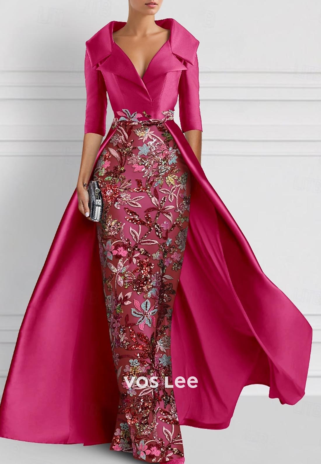 Elegant & Luxurious V Neck Embroidery Sequined Mermaid Evening Dress