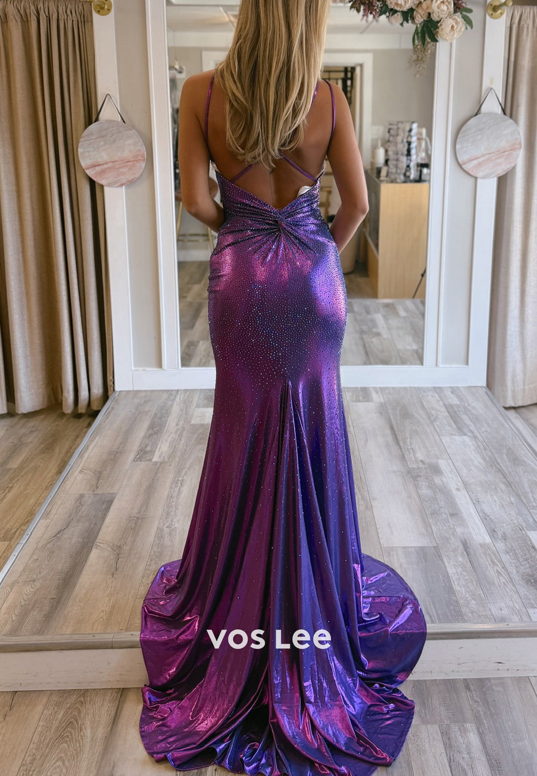 Gorgeous & Charming Spaghetti Straps Pleated Mermaid Prom Dresses with Sweep Train