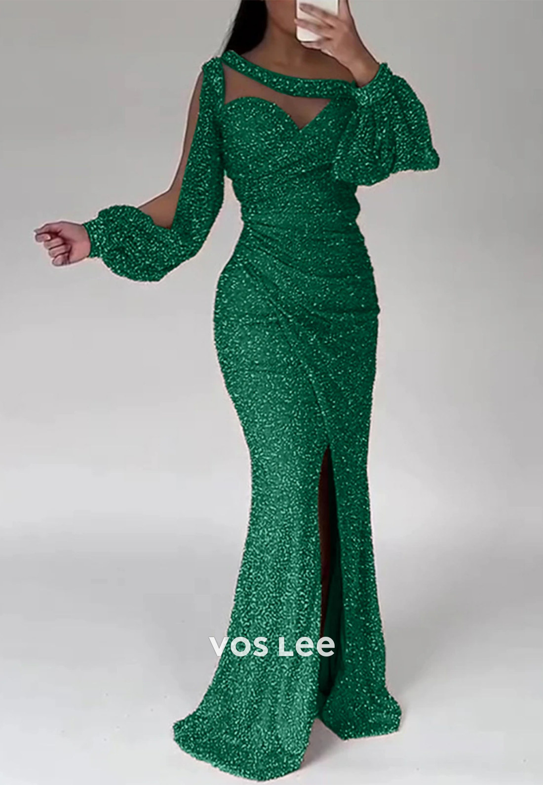 Glamorous & Dramatic Long Sleeves Sweetheart Mermaid Evening Dress with Split