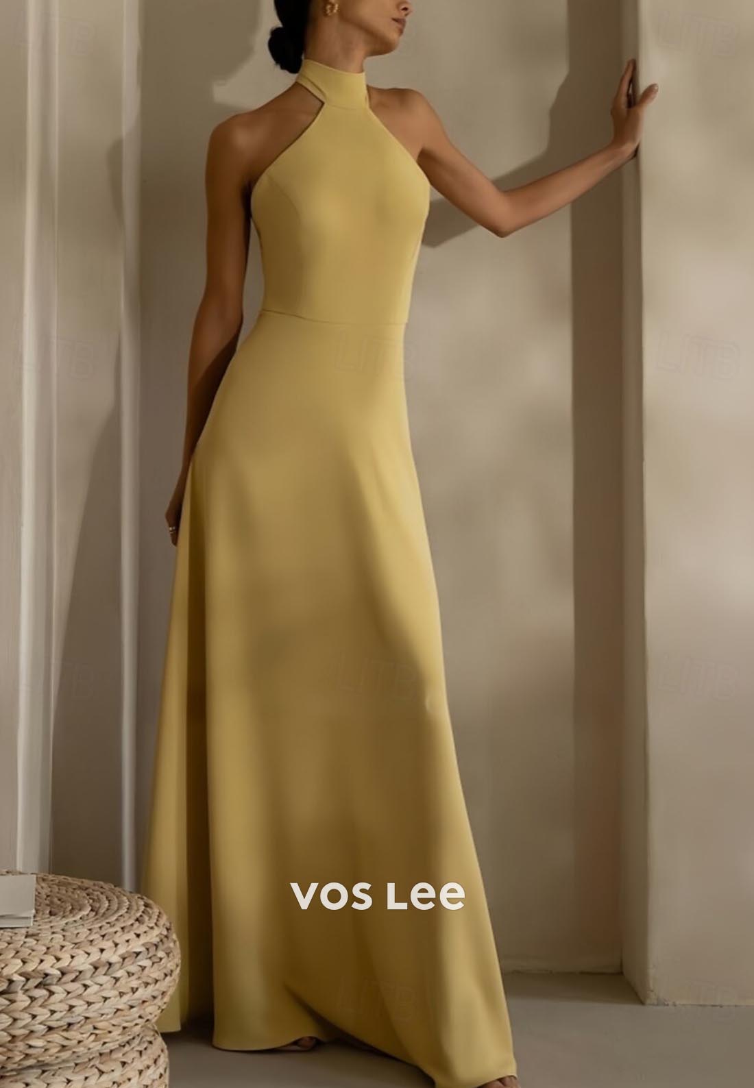Classic & Timeless A-Line Halter Floor-Length Evening Dress Formal Dress