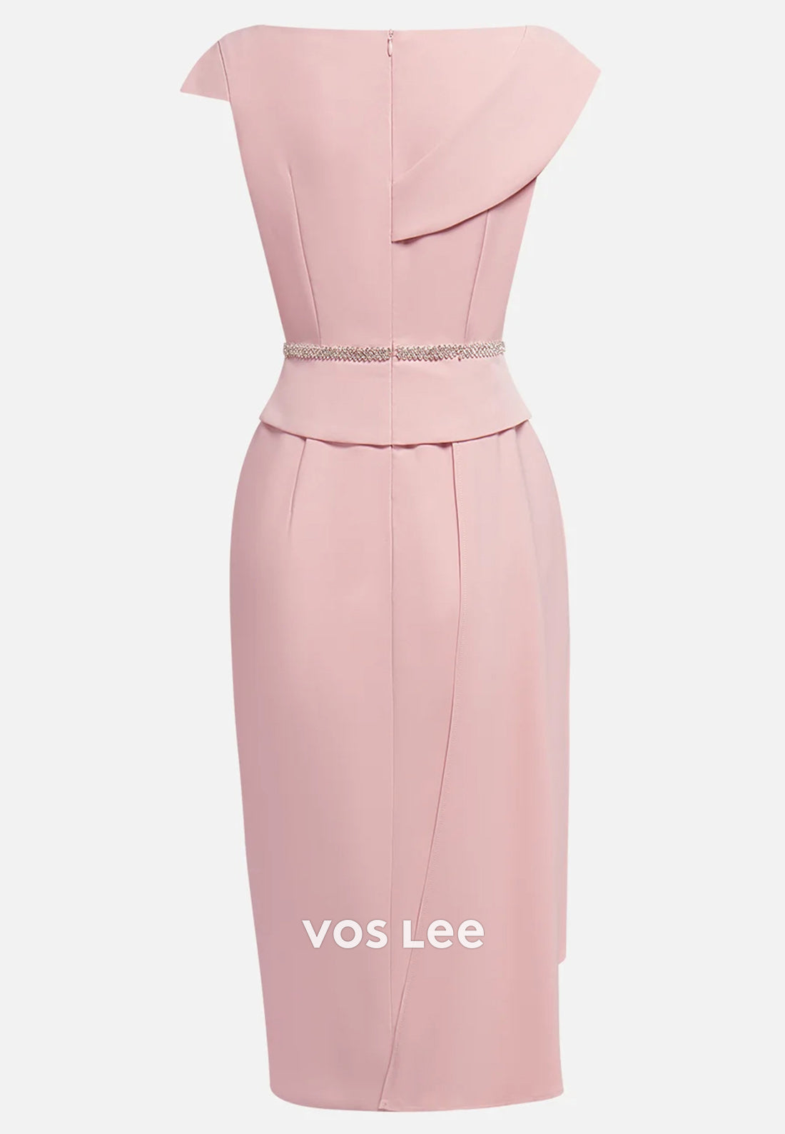 Simple & Classic Cap Sleeves Sheath Rhinestone Tea-Length Wedding Guest Dresses