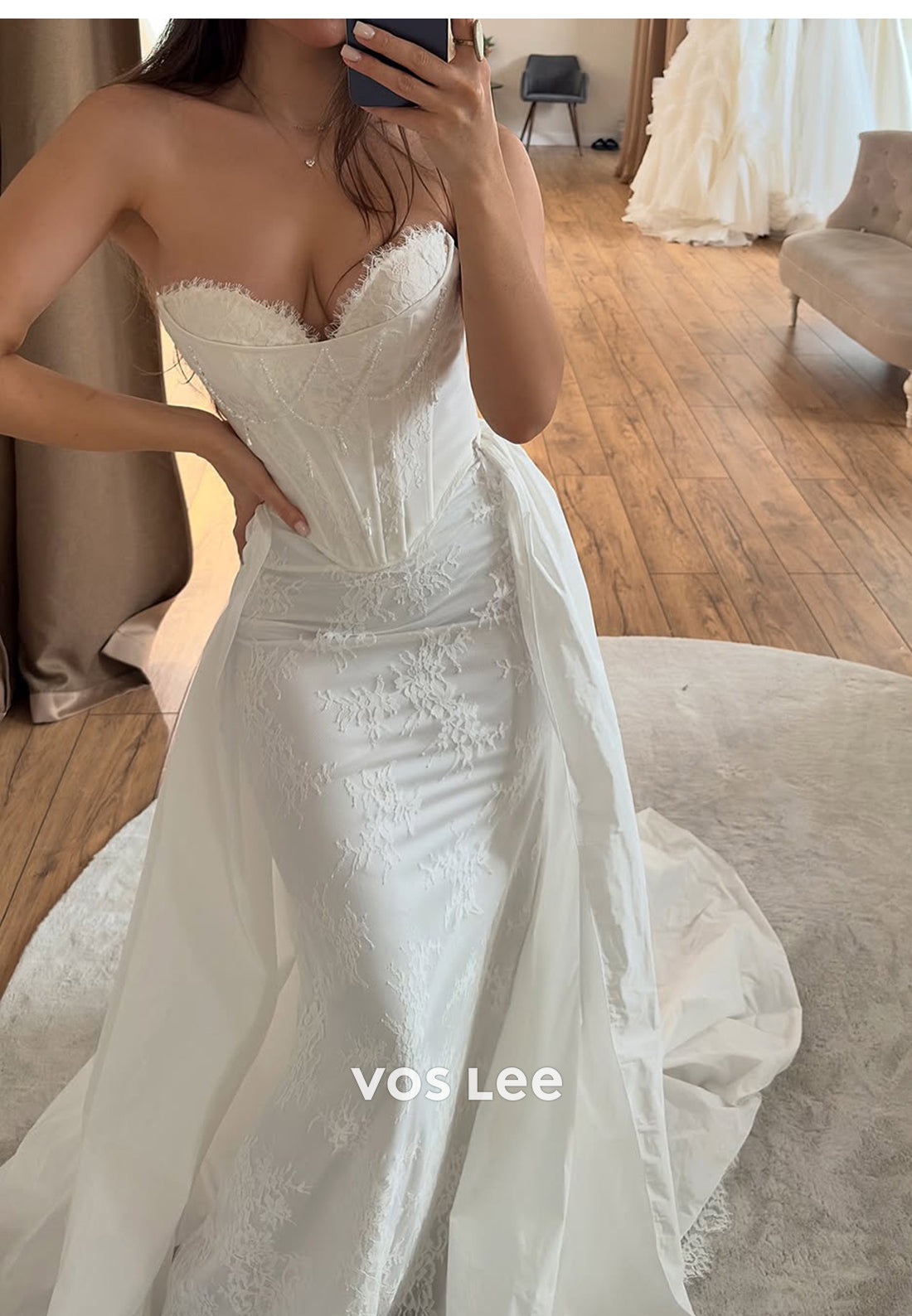 Strapless Sweetheart Beaded Appliqued Mermaid Wedding Dresses with Court Train