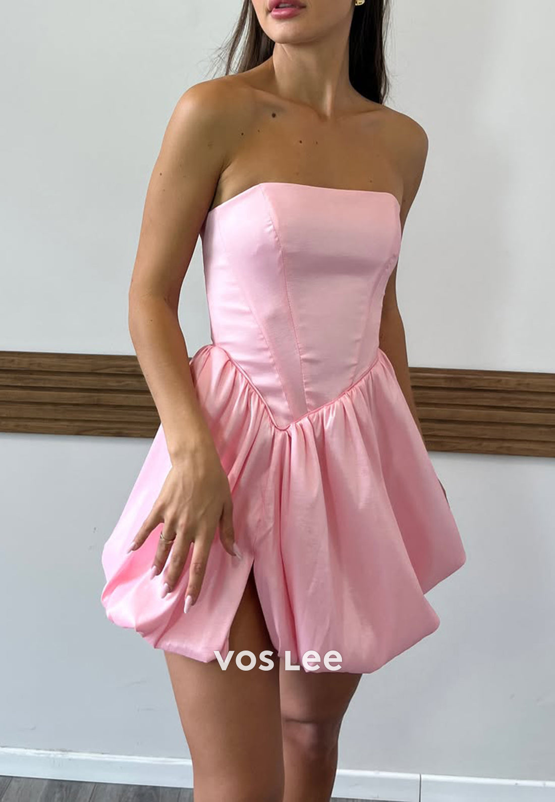 A-Line Tube Top Corset Pleated Party Dresses Homecoming Dresses