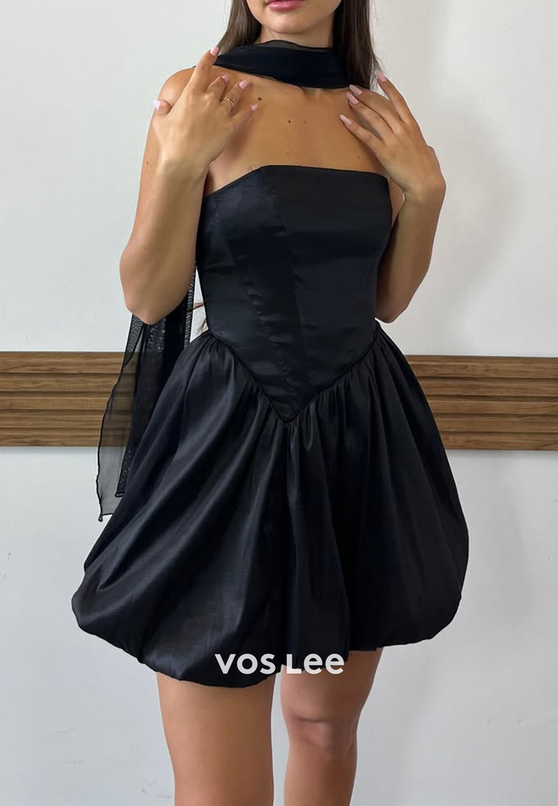 A-Line Strapless Pleated Short Homecoming Dresses with Side Split