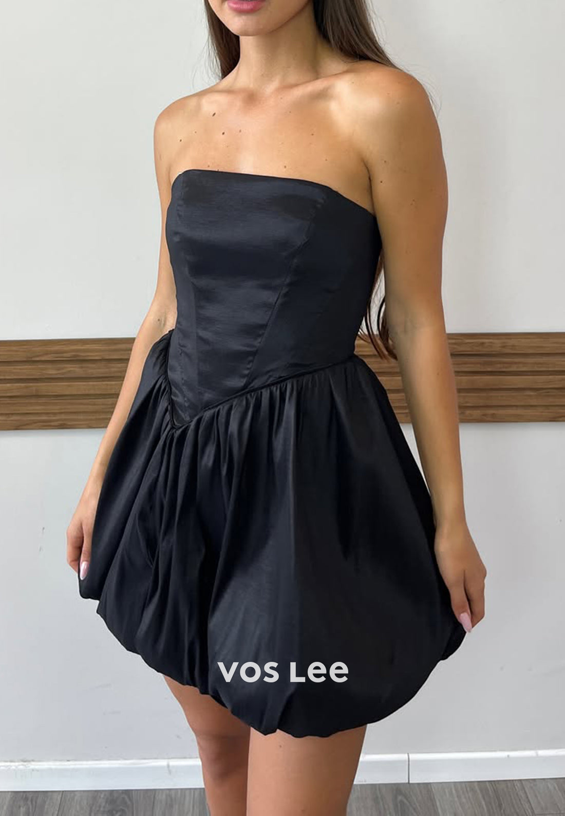 A-Line Strapless Pleated Short Homecoming Dresses with Side Split