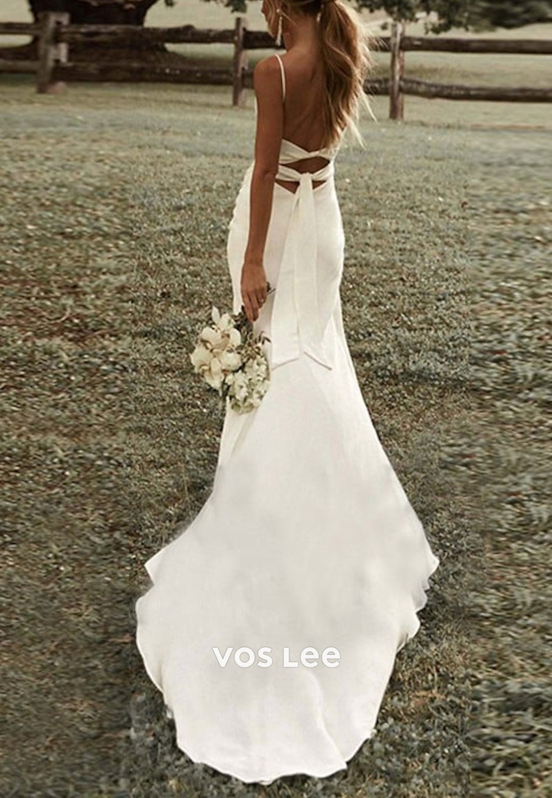 Sexy & Sleek Spaghetti Straps Square Pleated Mermaid Wedding Dresses with Side Split
