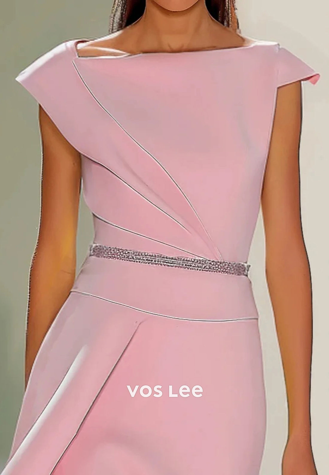 Simple & Classic Cap Sleeves Sheath Rhinestone Tea-Length Wedding Guest Dresses