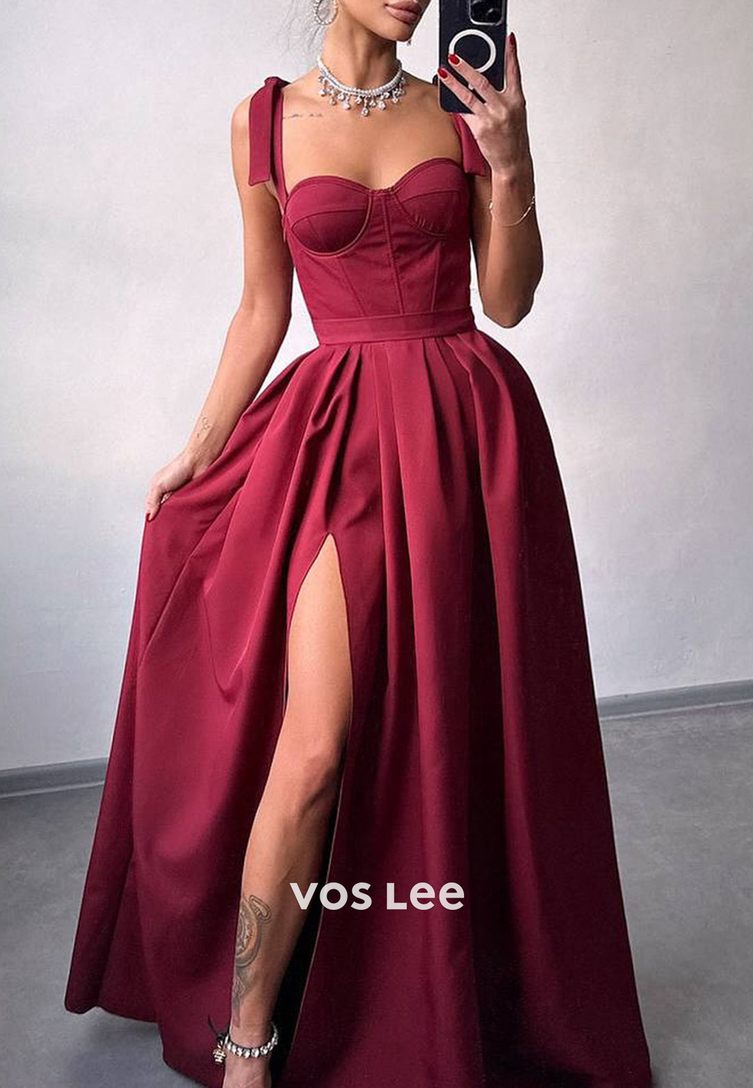 Sexy and Sleek A-Line Spaghetti Straps Floor-Length Pleated Evening Dresses with Split