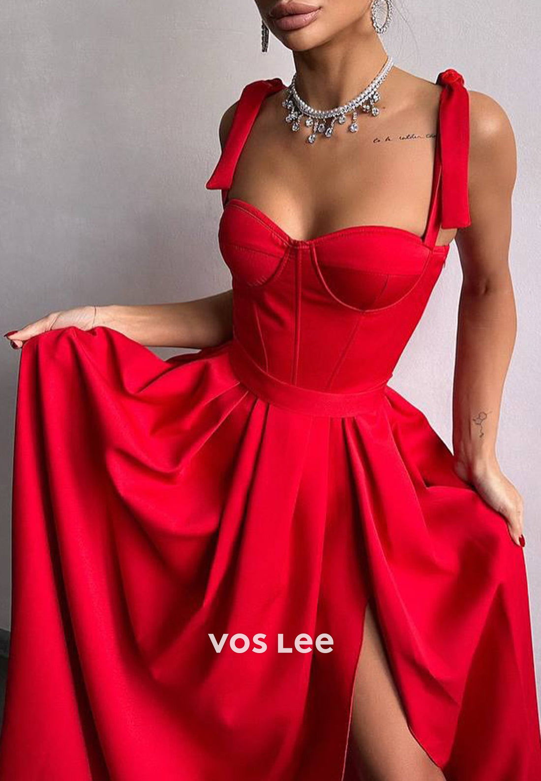 Sexy and Sleek A-Line Spaghetti Straps Floor-Length Pleated Evening Dresses with Split