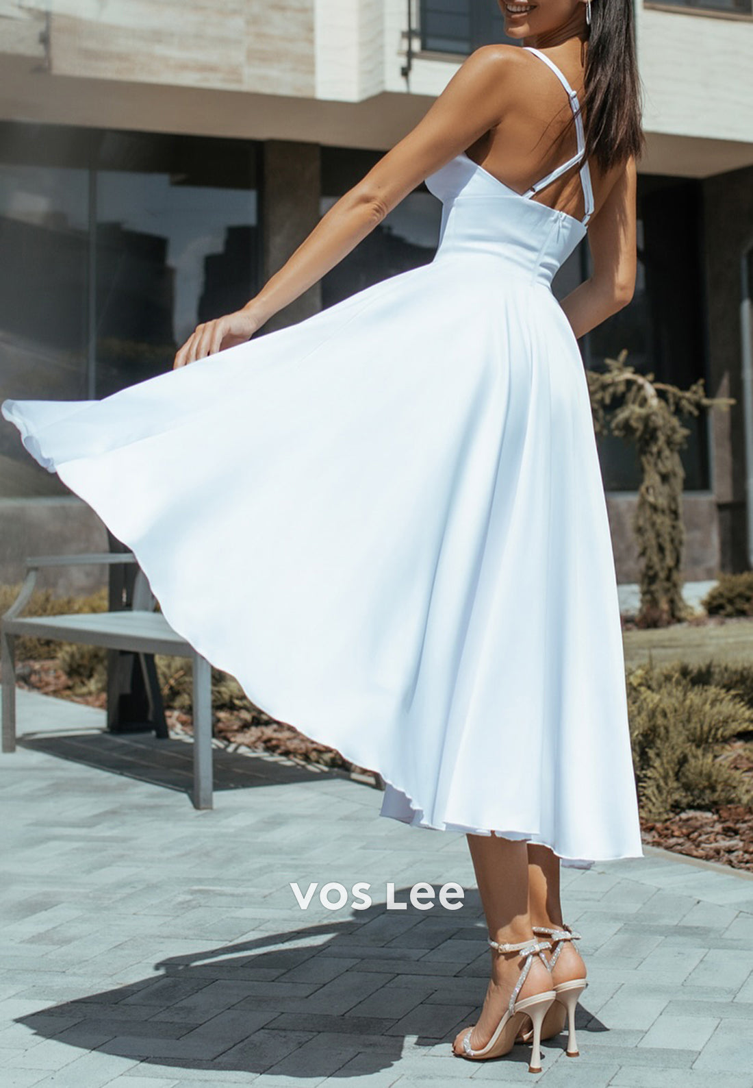 Sexy & Sleek A-Line Spaghetti Straps Sweetheart Tea-Length Pleated Evening Dresses