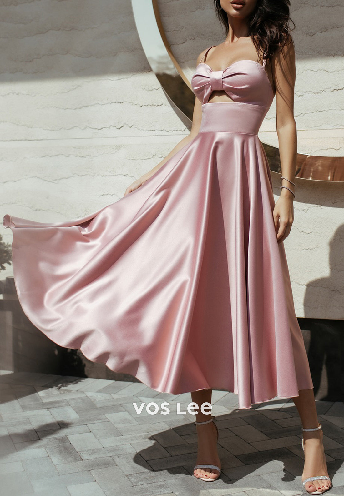 Sexy & Sleek A-Line Spaghetti Straps Sweetheart Tea-Length Pleated Evening Dresses