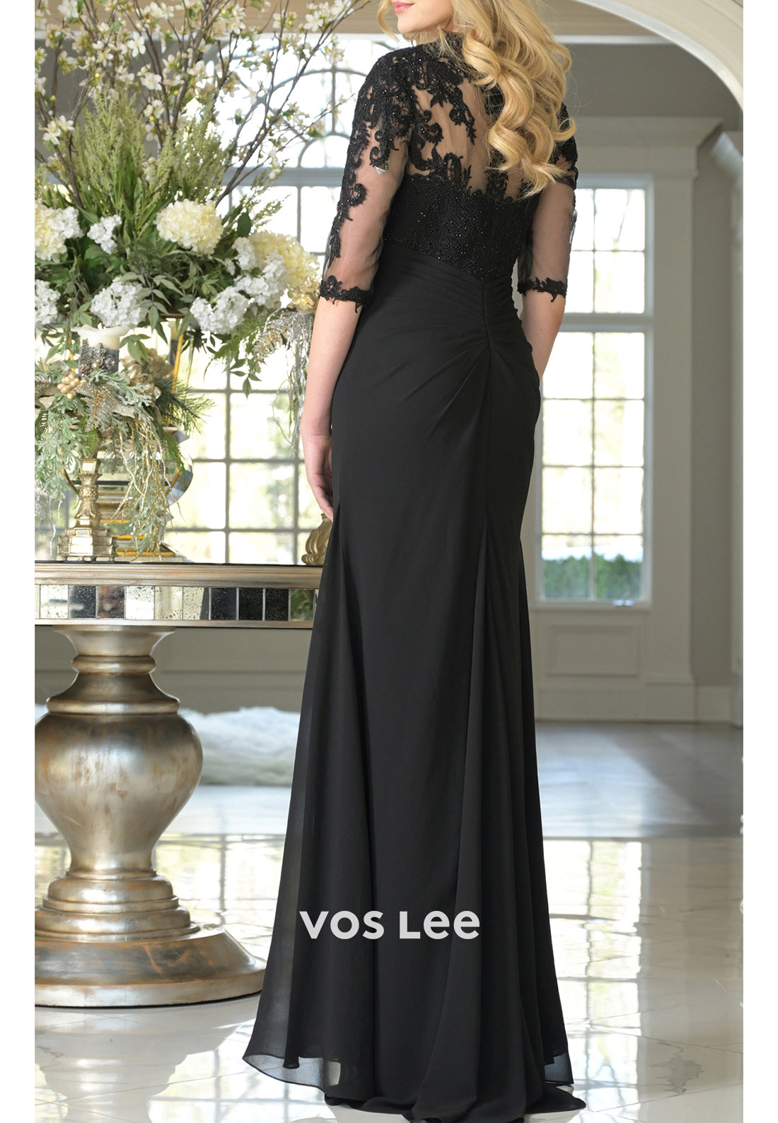 Half Sleeve Sweetheart Appliques Lace Pleated Sheath Mother of Bride Dresses