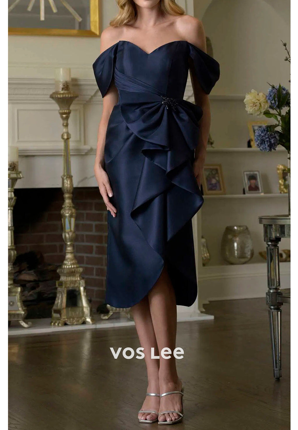 Elegant Ruffled Asymmetric Hem Cocktail Dress