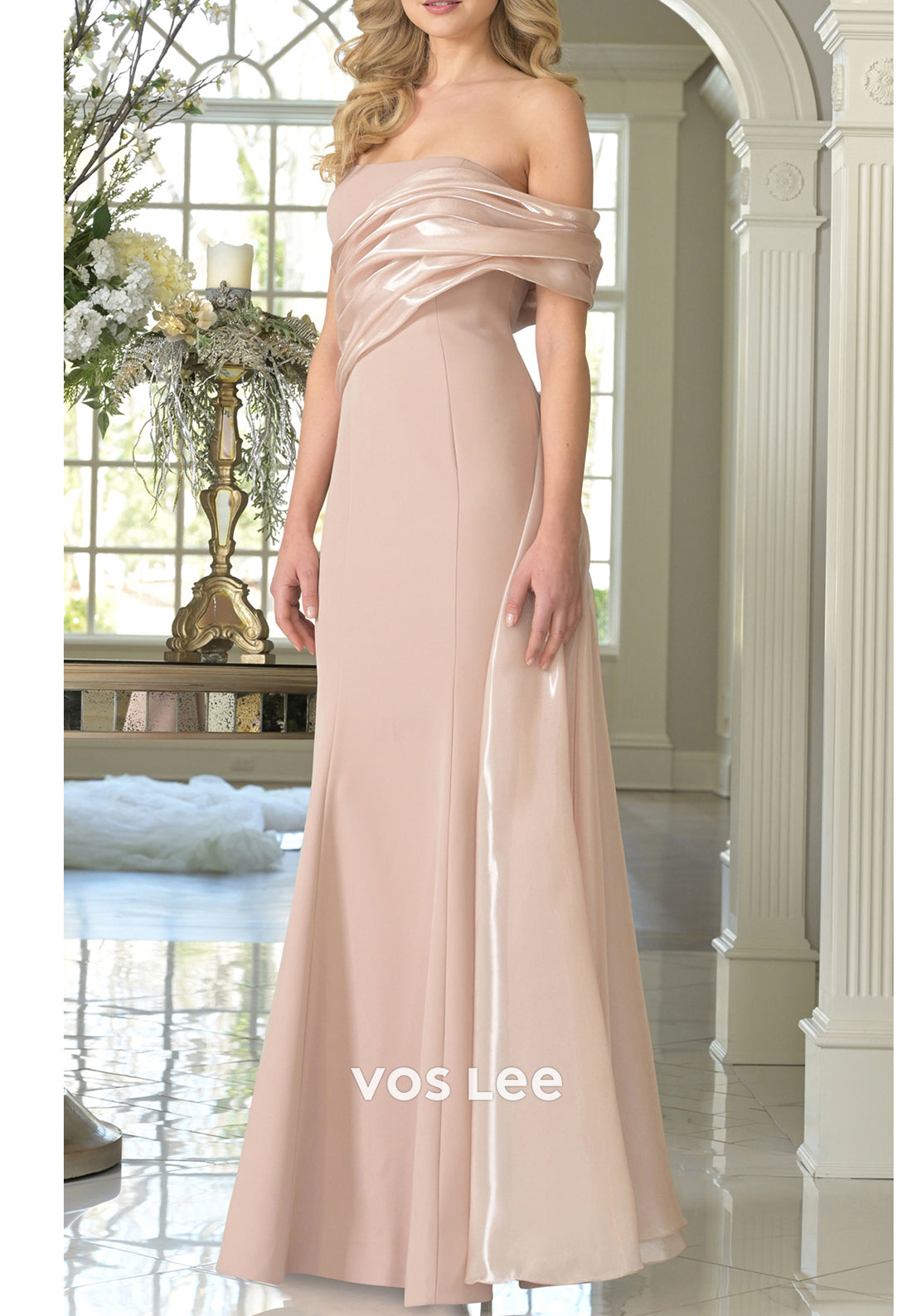 Classic & Timeless Strapless Pleated Floor-Length Trumpet Mother of Bride Dresses