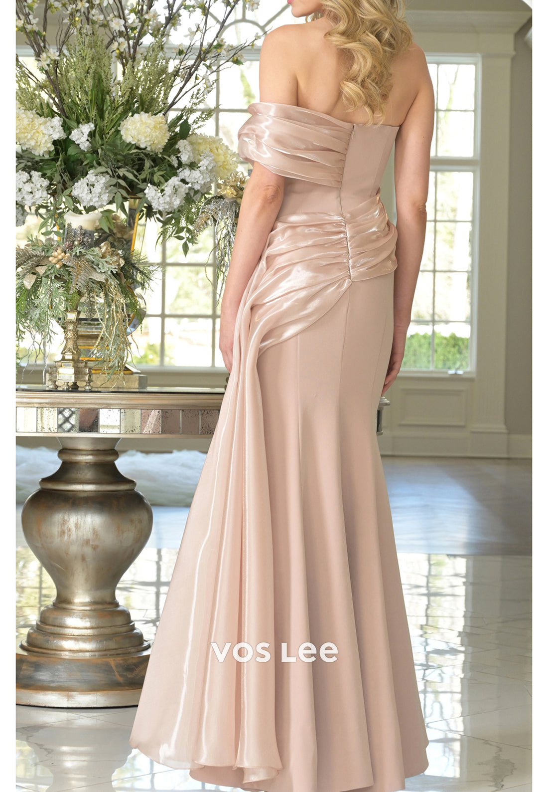 Classic & Timeless Strapless Pleated Floor-Length Trumpet Mother of Bride Dresses