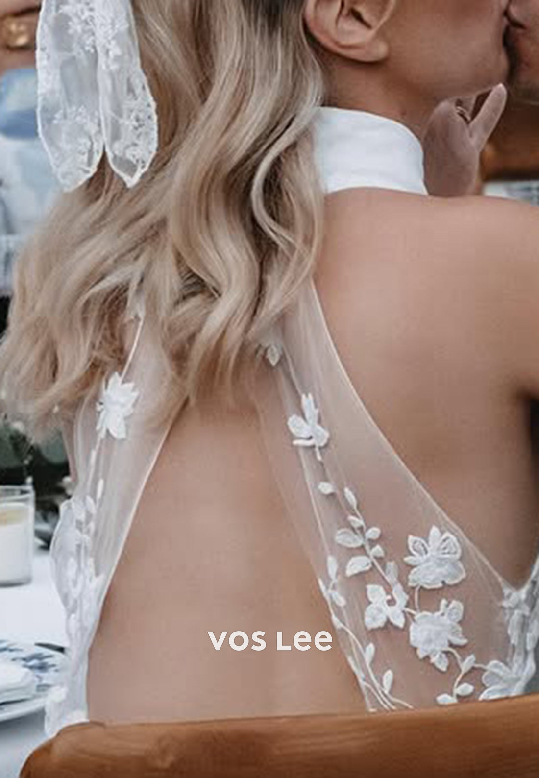 Glamorous & Dramatic Halter Mermaid Beach Long Wedding Dresses with Sweep Train