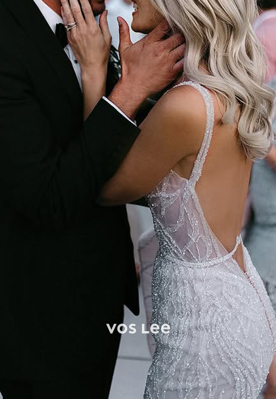 Sexy & Hot Spaghetti Straps Square Beach Mermaid Wedding Dresses with Sweep Train