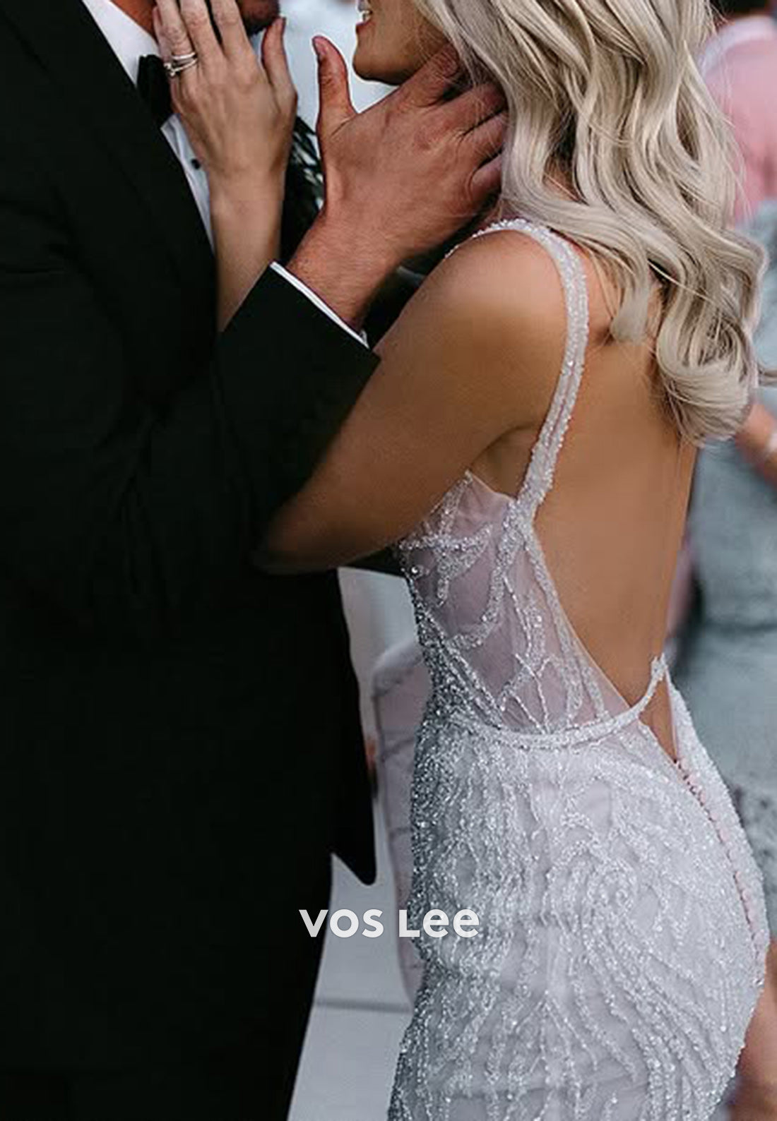 Sexy & Hot Spaghetti Straps Square Beach Mermaid Wedding Dresses with Sweep Train