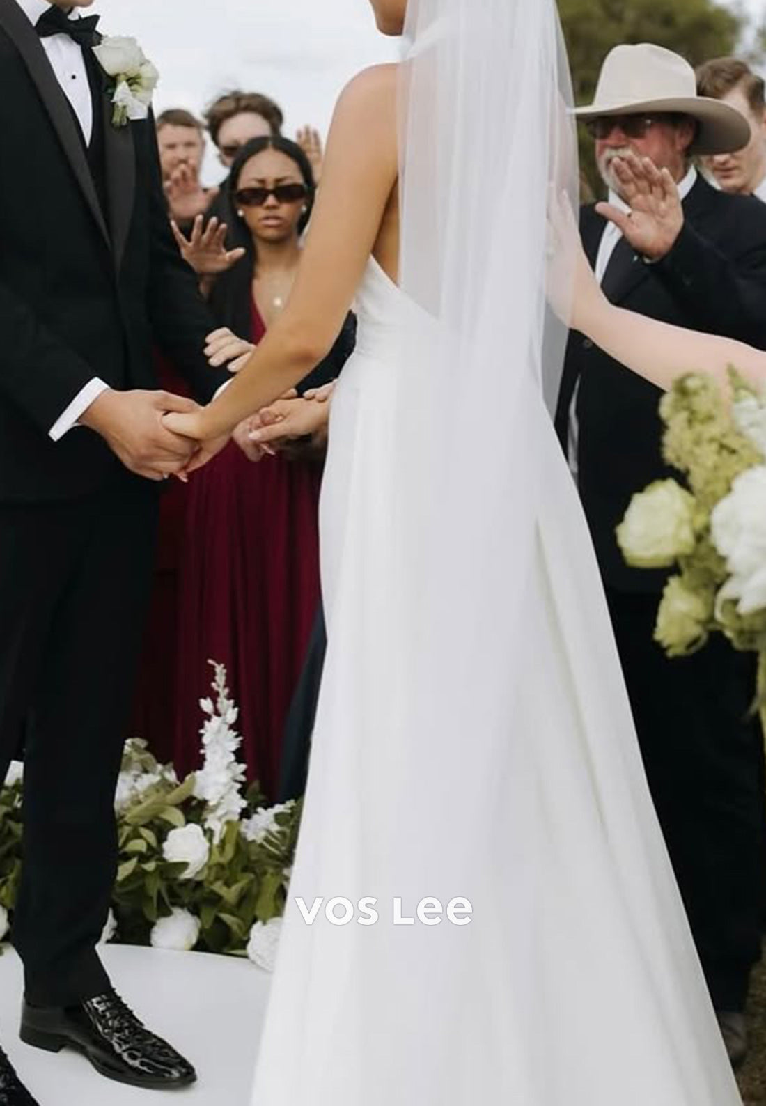Simple & Classic Halter Satin Mermaid Wedding Dresses with Court Train