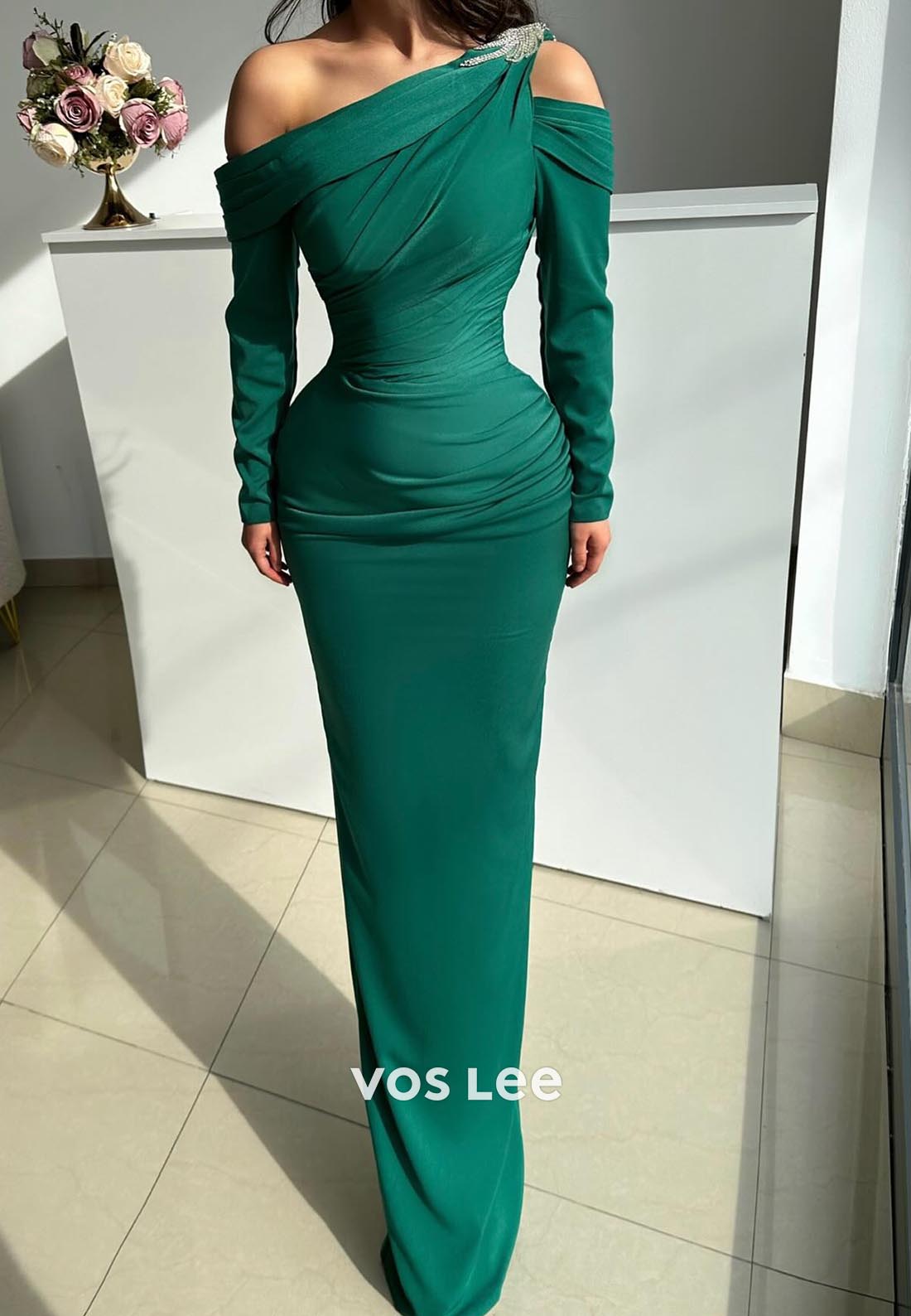 Long Sleeves Off-Shoulder Mermaid Evening Dress Mother of Bride Dress