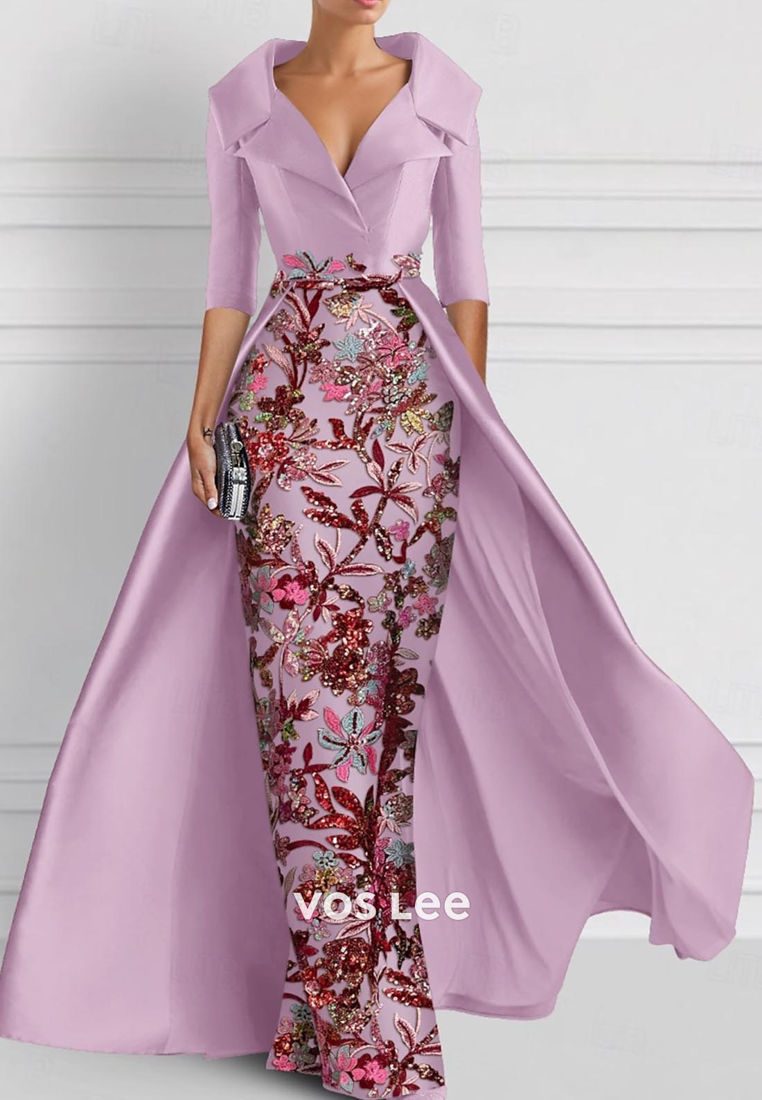 Elegant & Luxurious V Neck Embroidery Sequined Mermaid Evening Dress