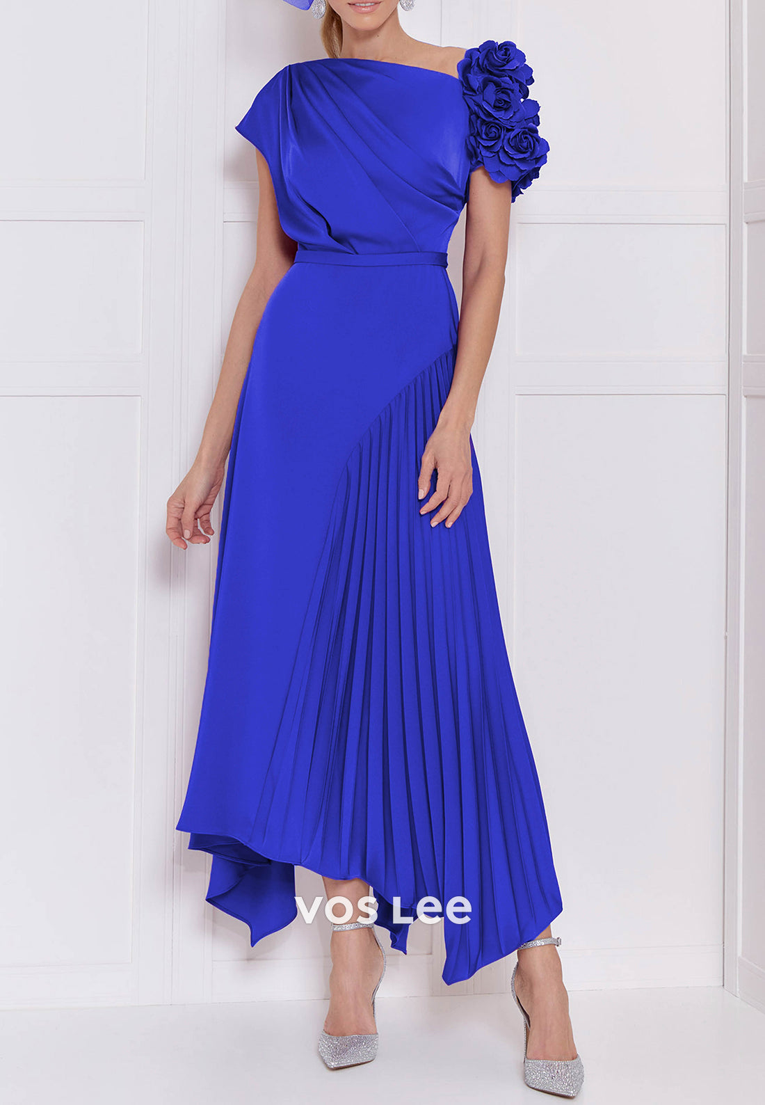 Short Sleeve A-Line Ankle-Length Pleated Mother of Bride Dresses