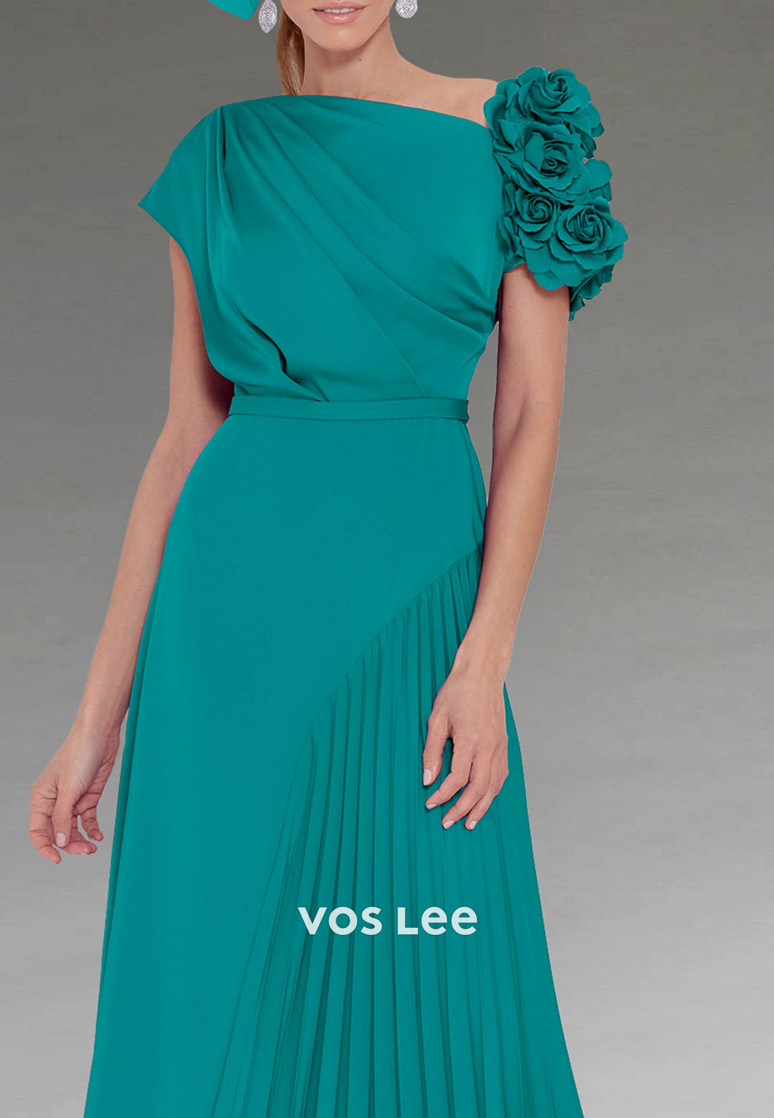 Short Sleeve A-Line Ankle-Length Pleated Mother of Bride Dresses