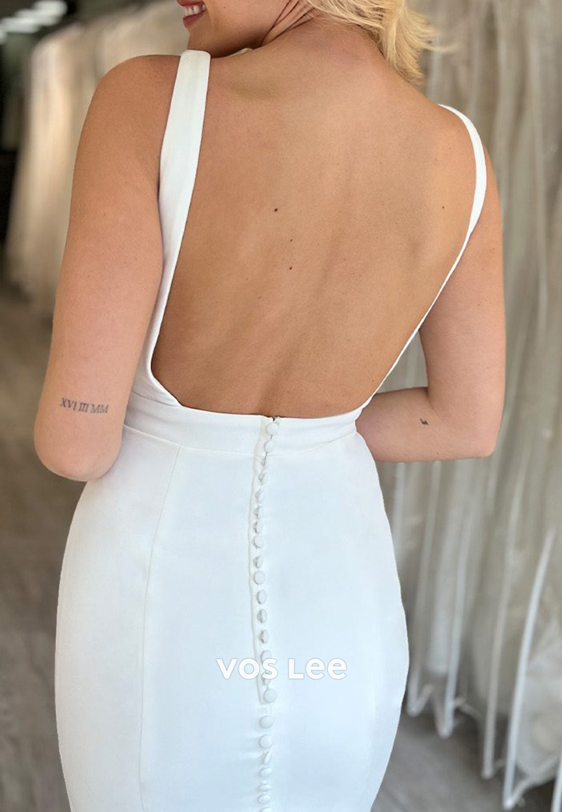 Sexy and Sleek Spaghetti Straps Square Mermaid Wedding Dresses with Sweep Train