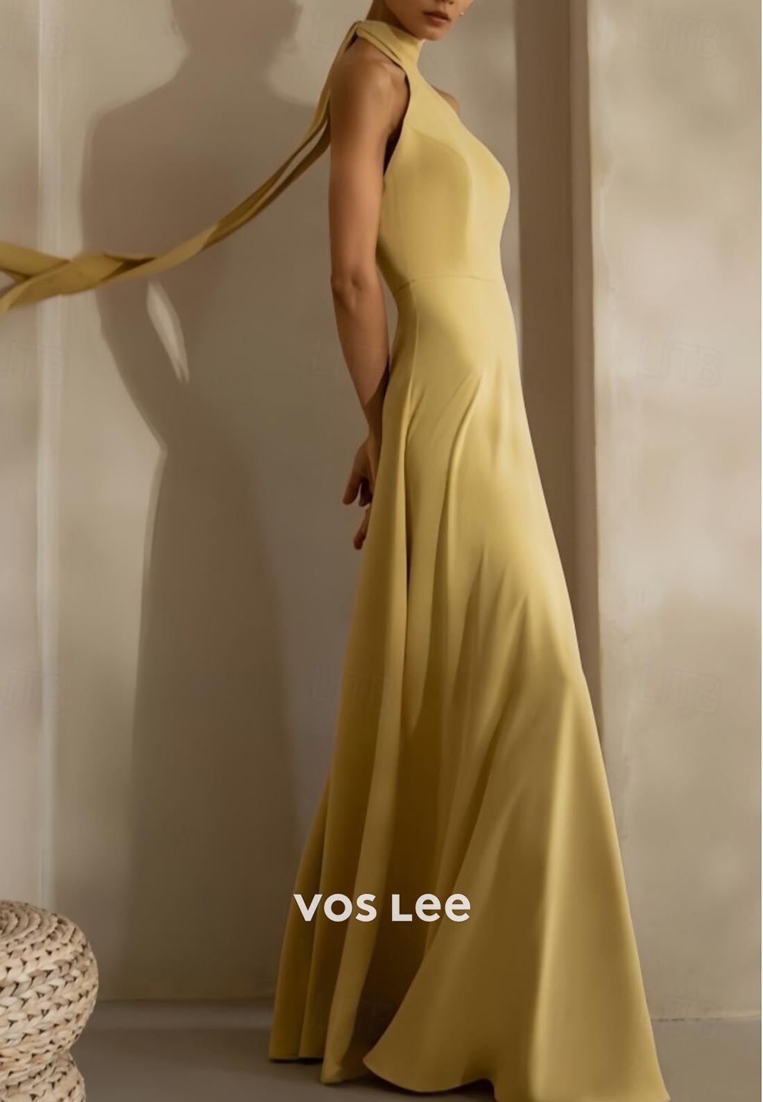 Classic & Timeless A-Line Halter Floor-Length Evening Dress Formal Dress